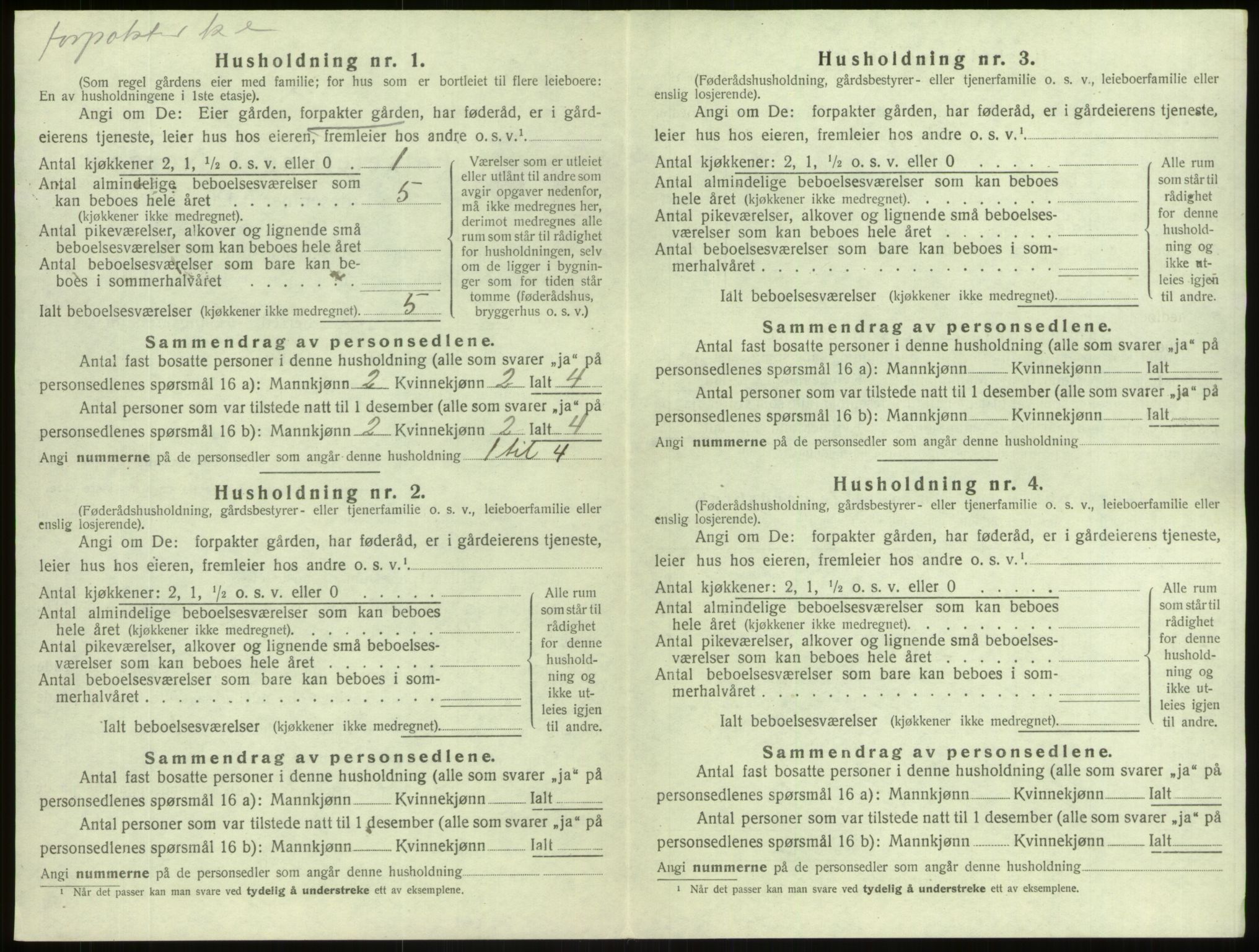 SAB, 1920 census for Årdal, 1920, p. 447