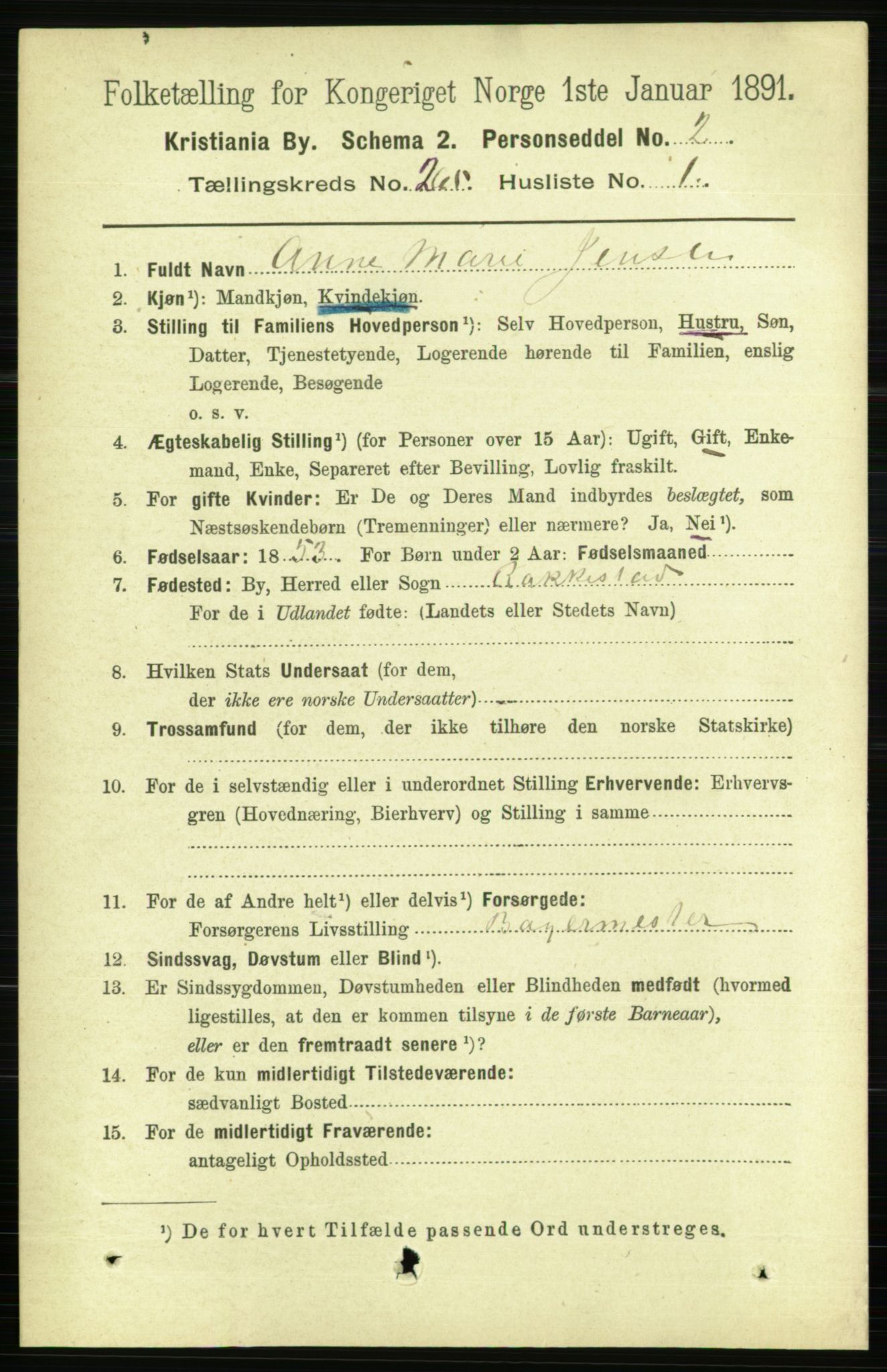 RA, 1891 census for 0301 Kristiania, 1891, p. 160931