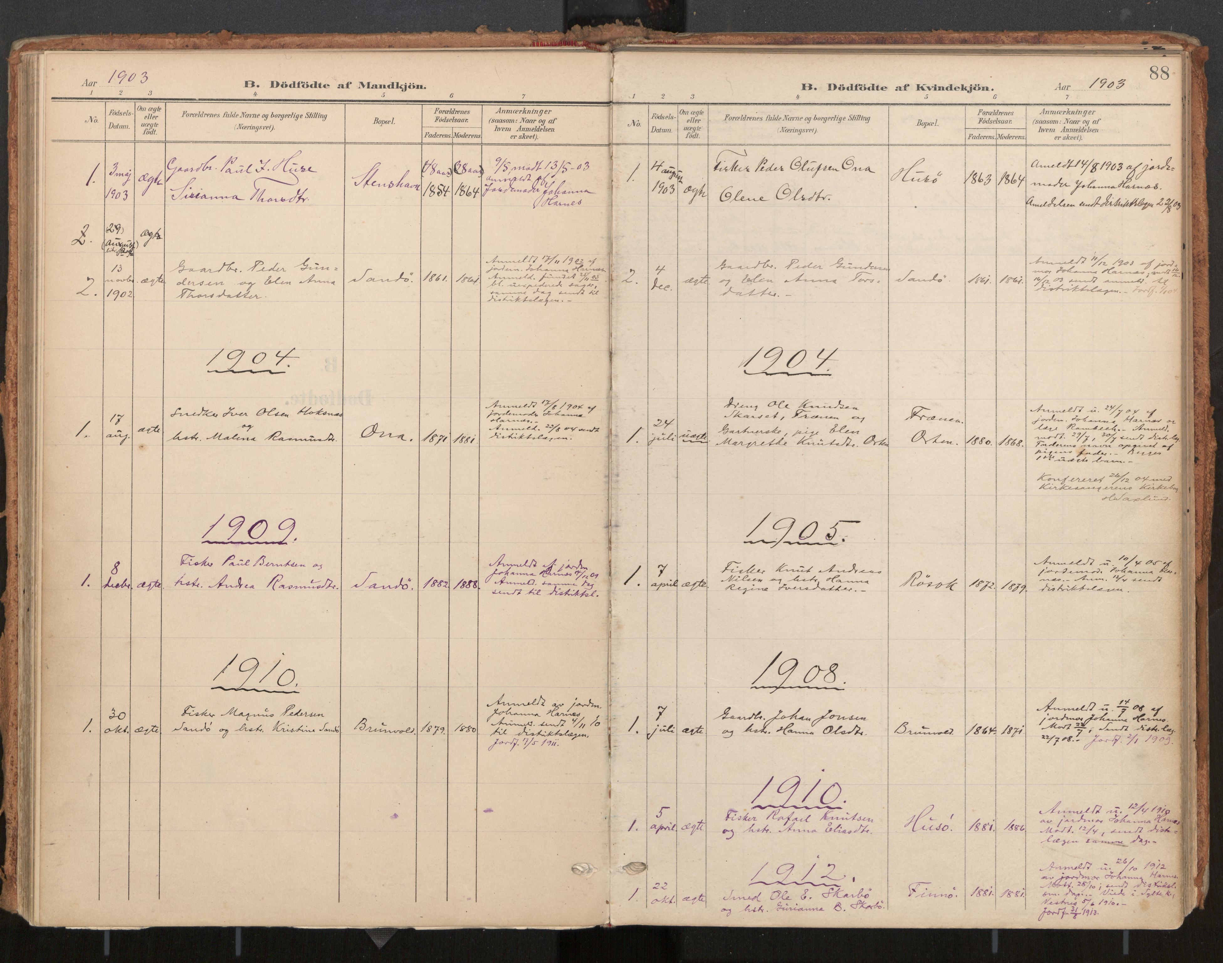 Ministerialprotokoller, klokkerbøker og fødselsregistre - Møre og Romsdal, AV/SAT-A-1454/561/L0730: Parish register (official) no. 561A04, 1901-1929, p. 88