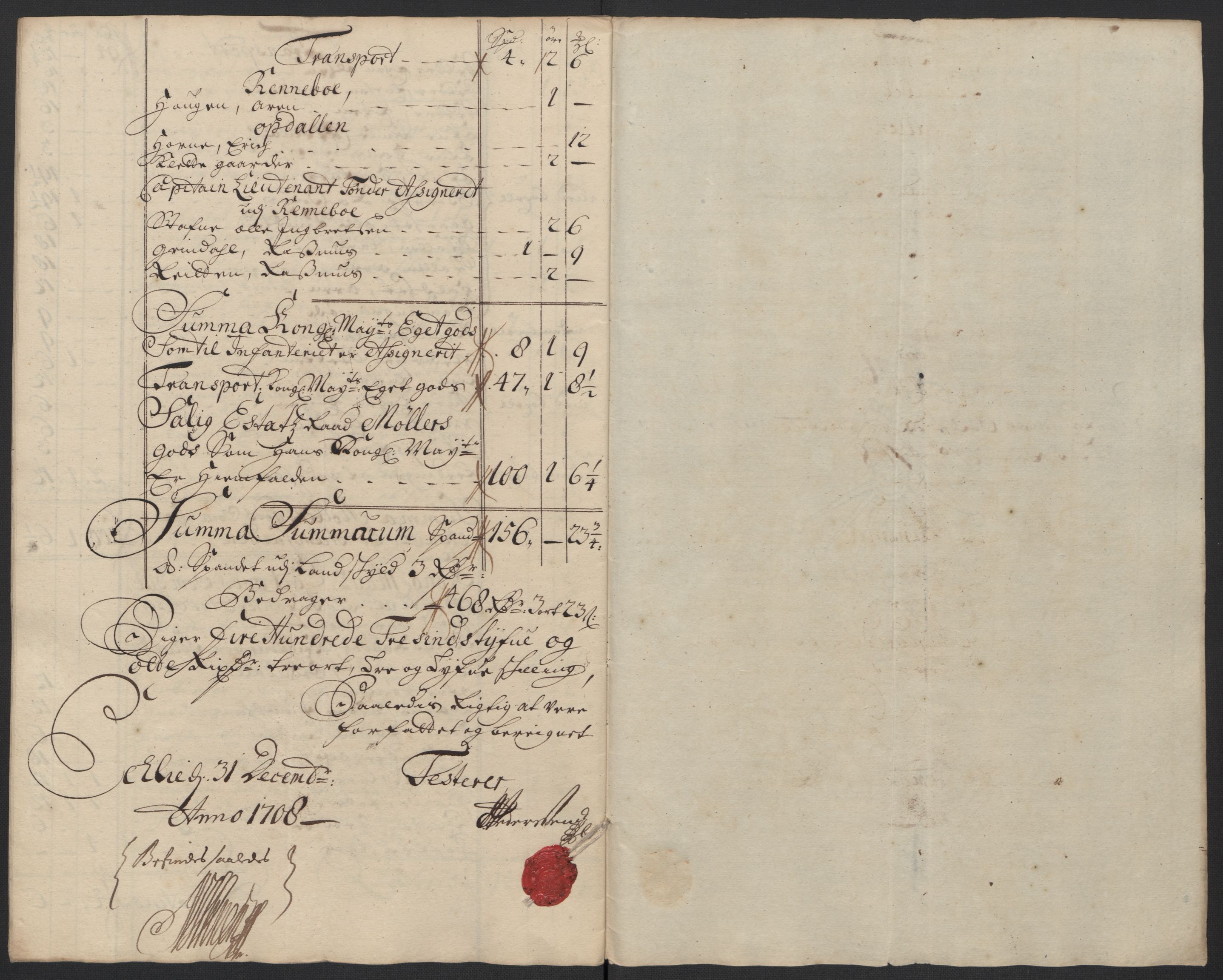 Rentekammeret inntil 1814, Reviderte regnskaper, Fogderegnskap, RA/EA-4092/R60/L3958: Fogderegnskap Orkdal og Gauldal, 1708, p. 271