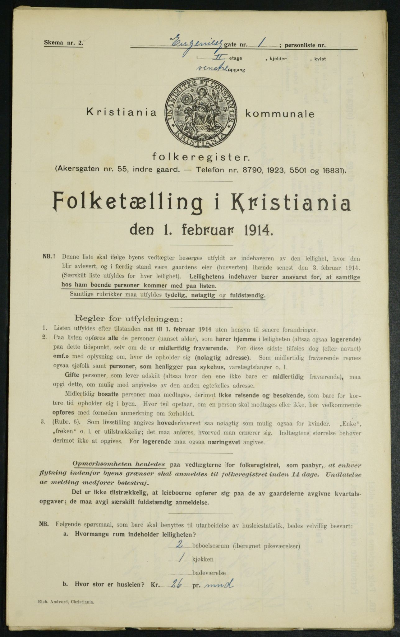 OBA, Municipal Census 1914 for Kristiania, 1914, p. 22787