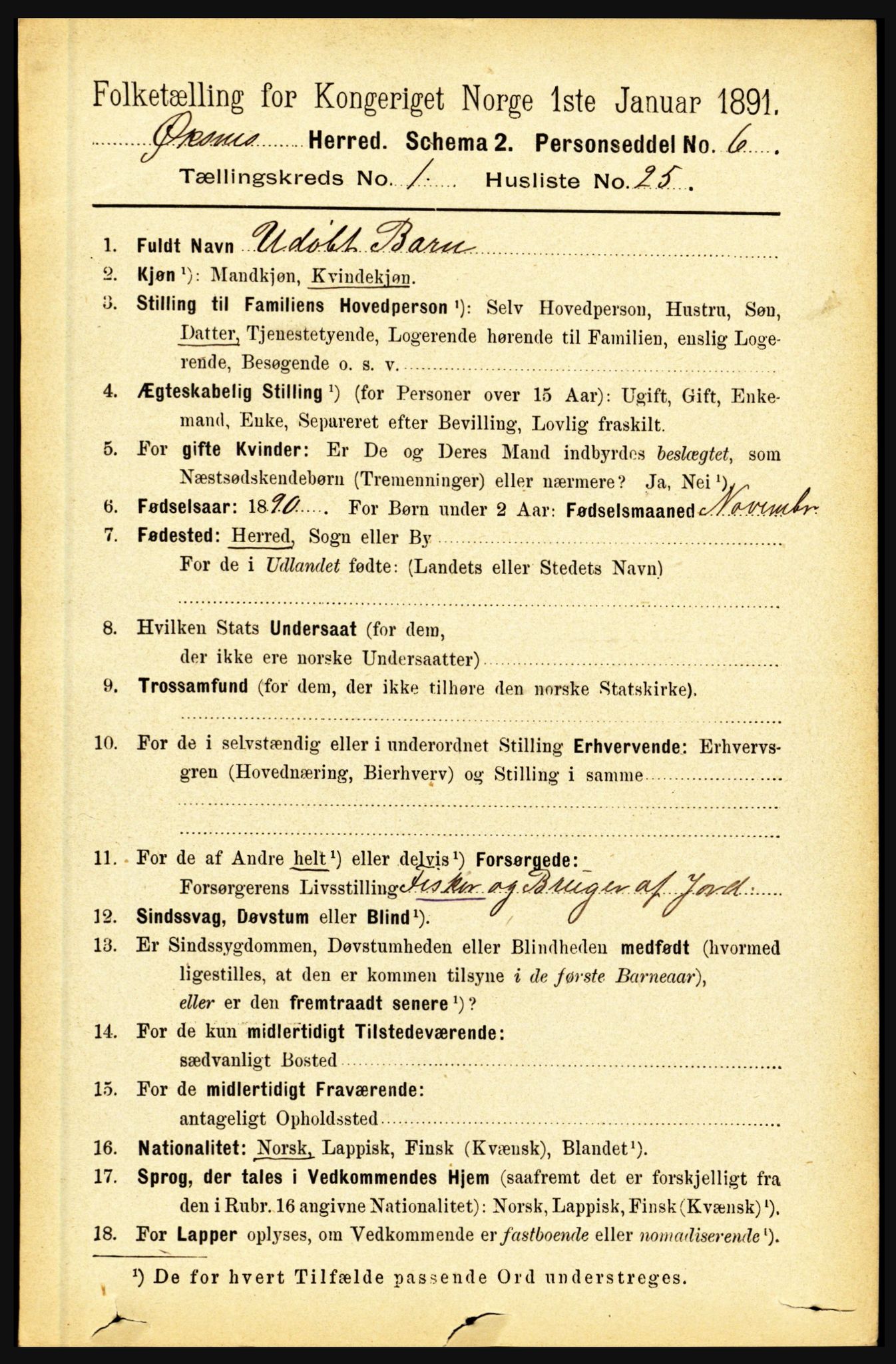 RA, 1891 census for 1868 Øksnes, 1891, p. 276