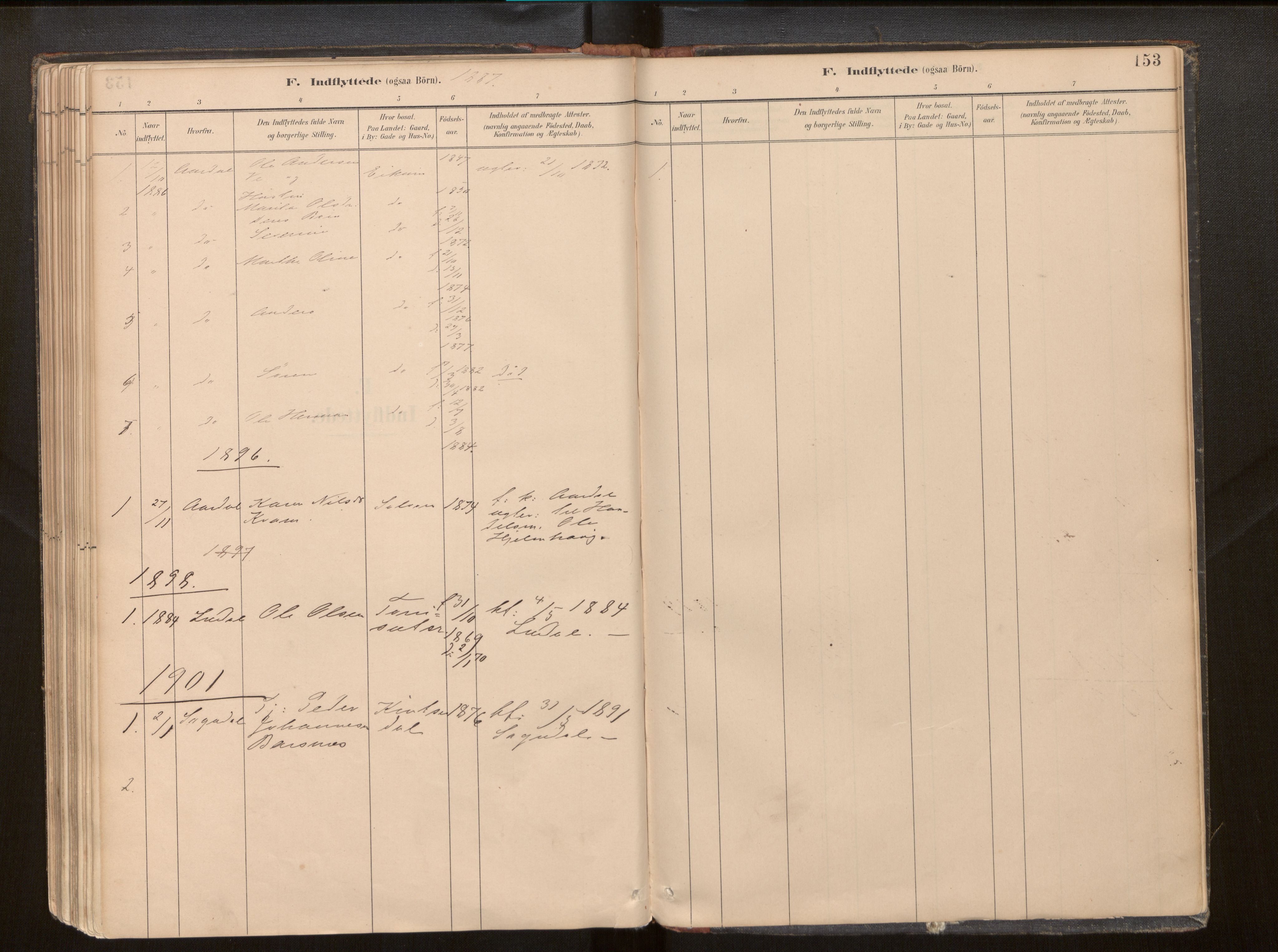Hafslo sokneprestembete, SAB/A-80301/H/Haa/Haac/L0001: Parish register (official) no. C 1, 1886-1944, p. 153