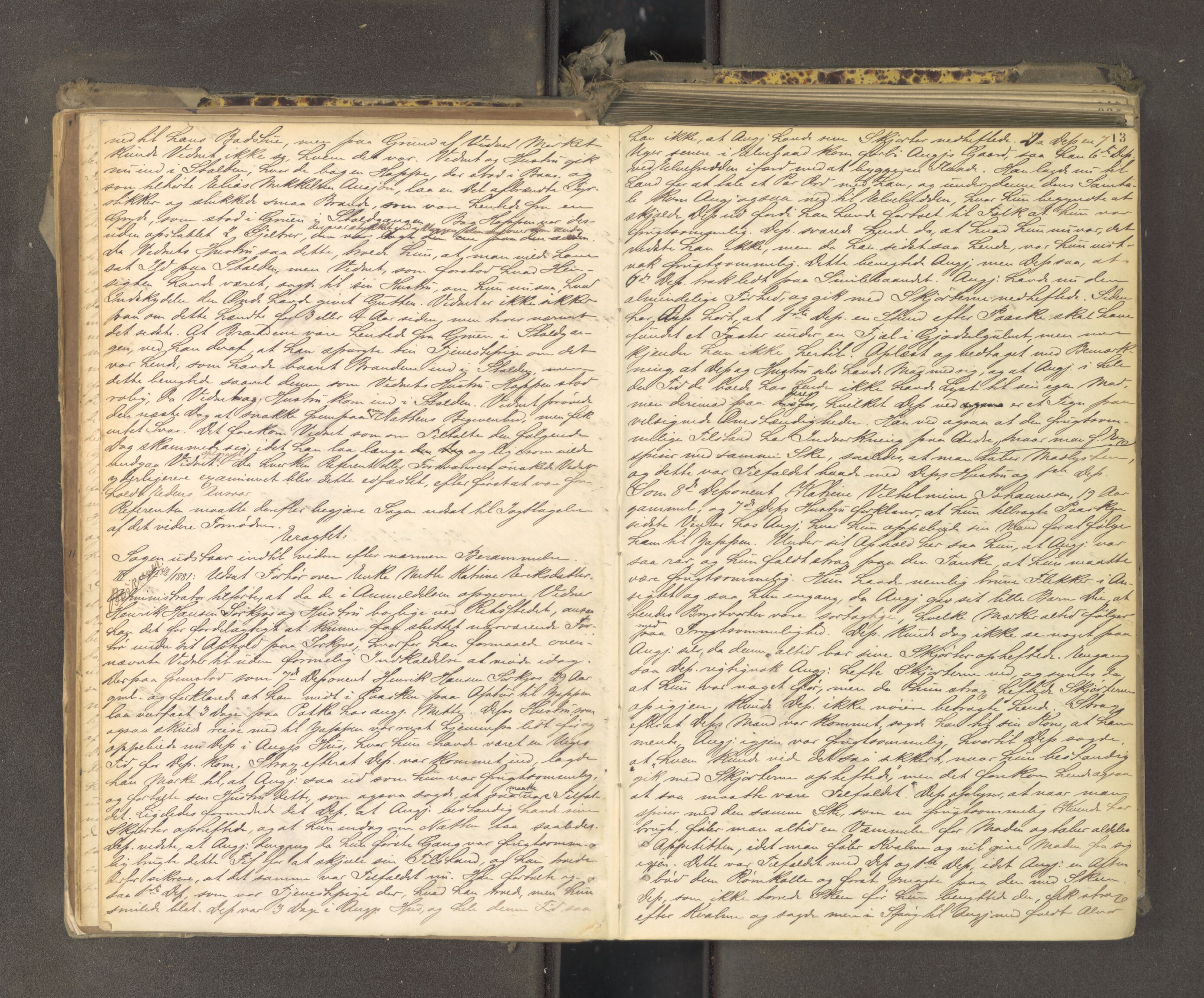Tromsø sorenskriveri 1855-, AV/SATØ-S-0050/F/Fe/L0133: Ekstrarettsprotokoll med register, 1881-1888, p. 12b-13a