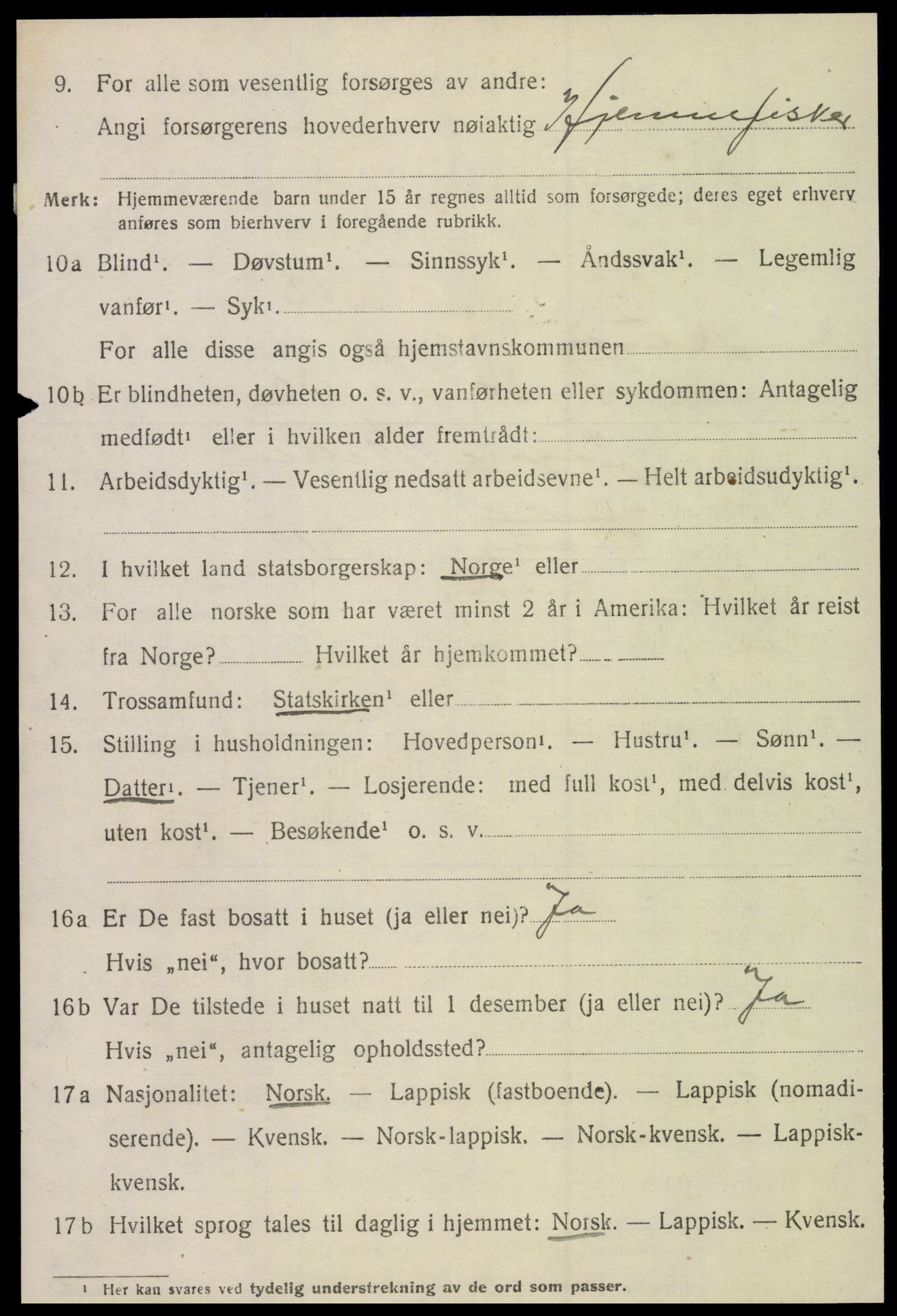 SAT, 1920 census for Lurøy, 1920, p. 4422