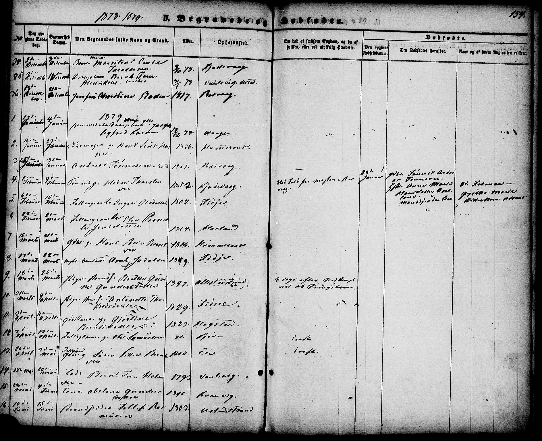 Flekkefjord sokneprestkontor, AV/SAK-1111-0012/F/Fa/Fab/L0005: Parish register (official) no. A 5, 1870-1886, p. 154