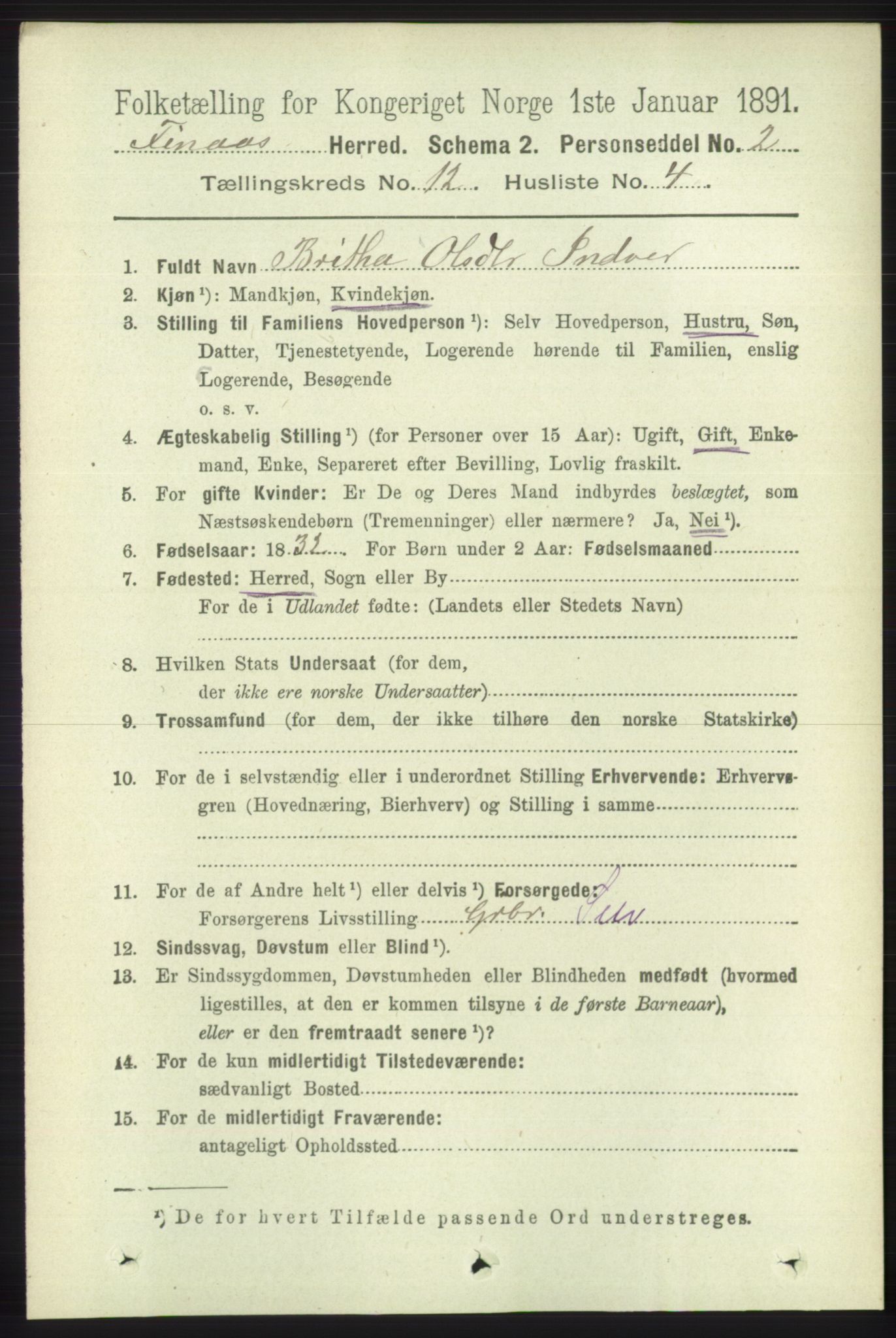 RA, 1891 census for 1218 Finnås, 1891, p. 5308