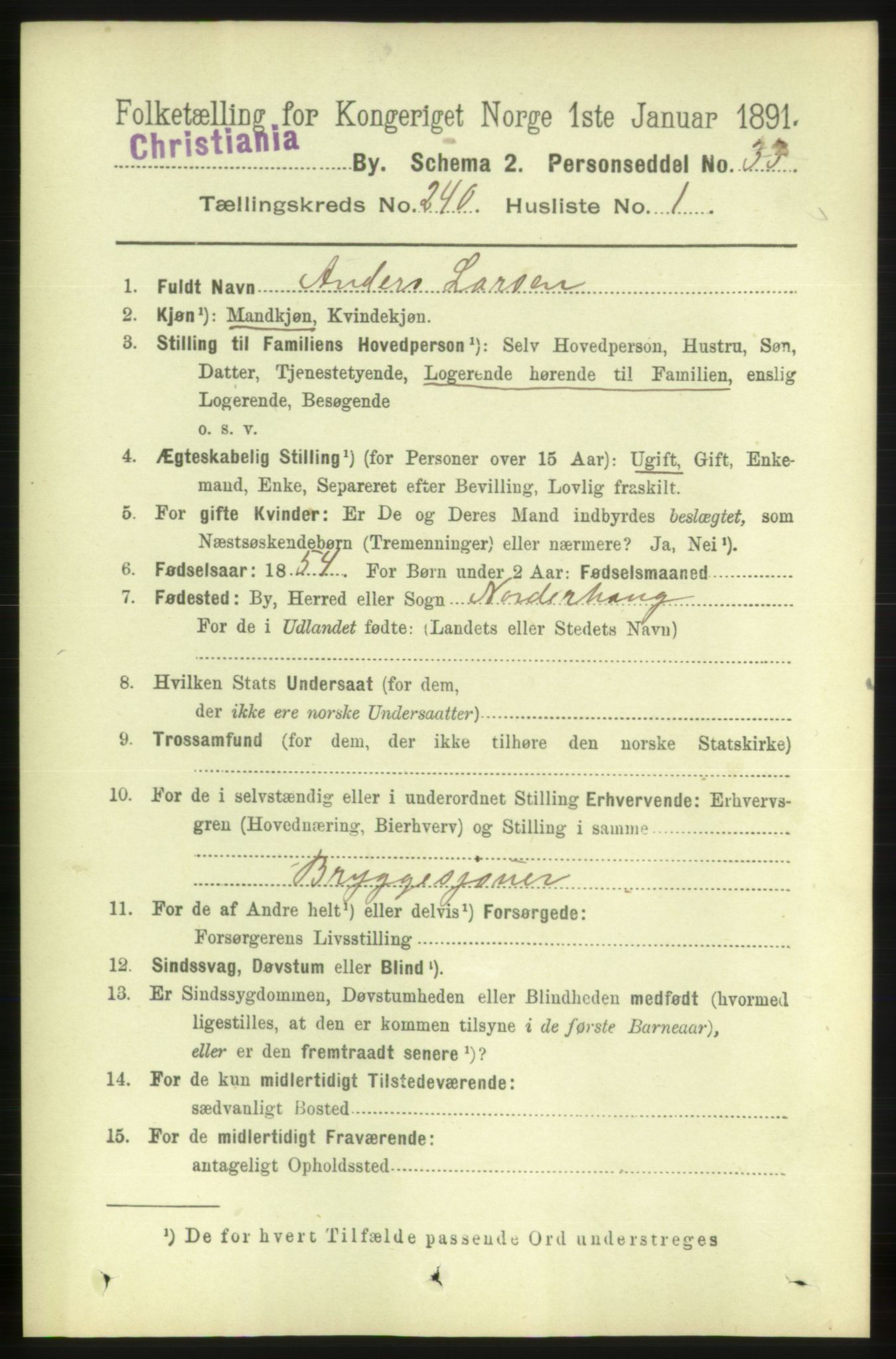 RA, 1891 census for 0301 Kristiania, 1891, p. 145910