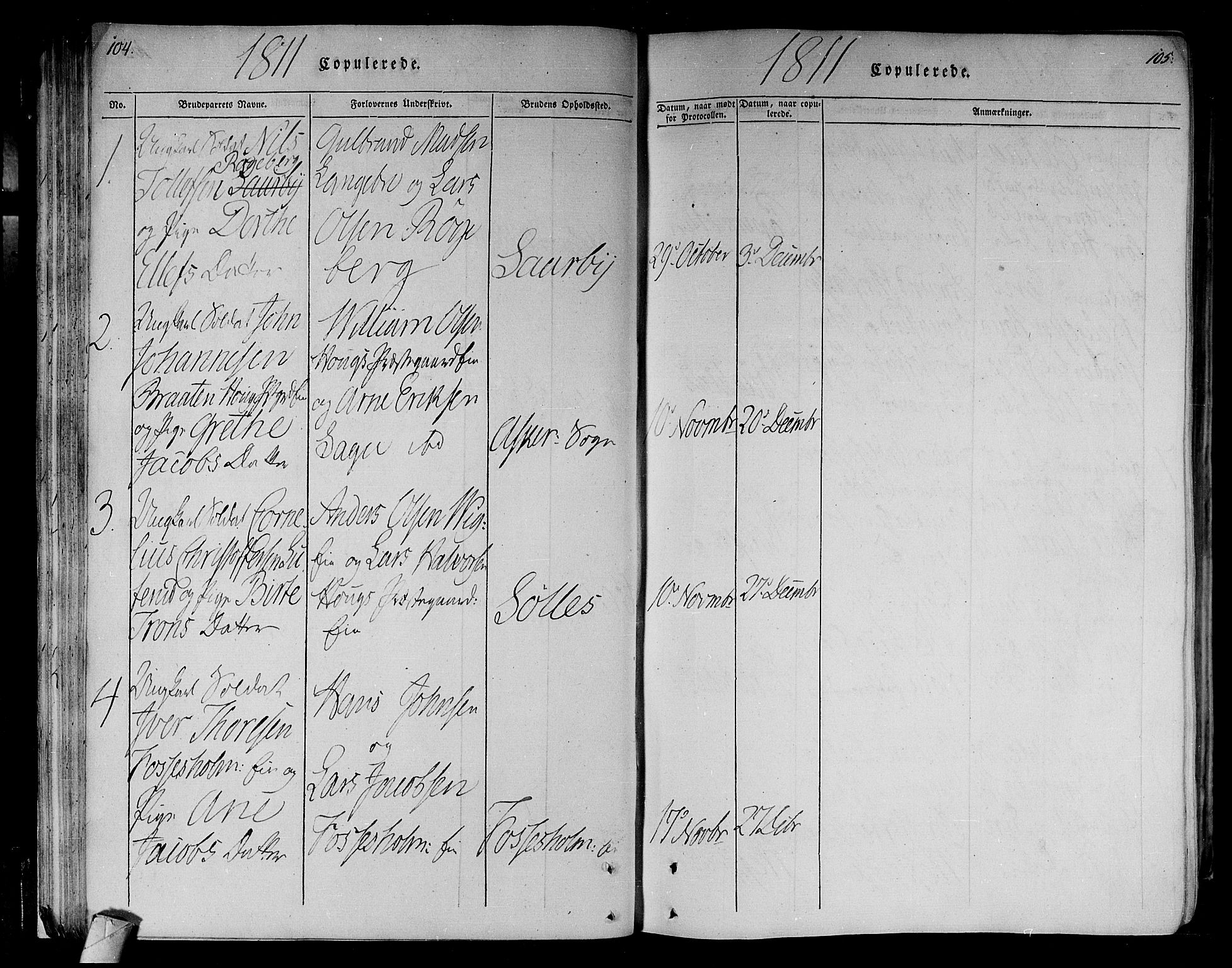 Eiker kirkebøker, AV/SAKO-A-4/F/Fa/L0010: Parish register (official) no. I 10, 1806-1815, p. 104-105