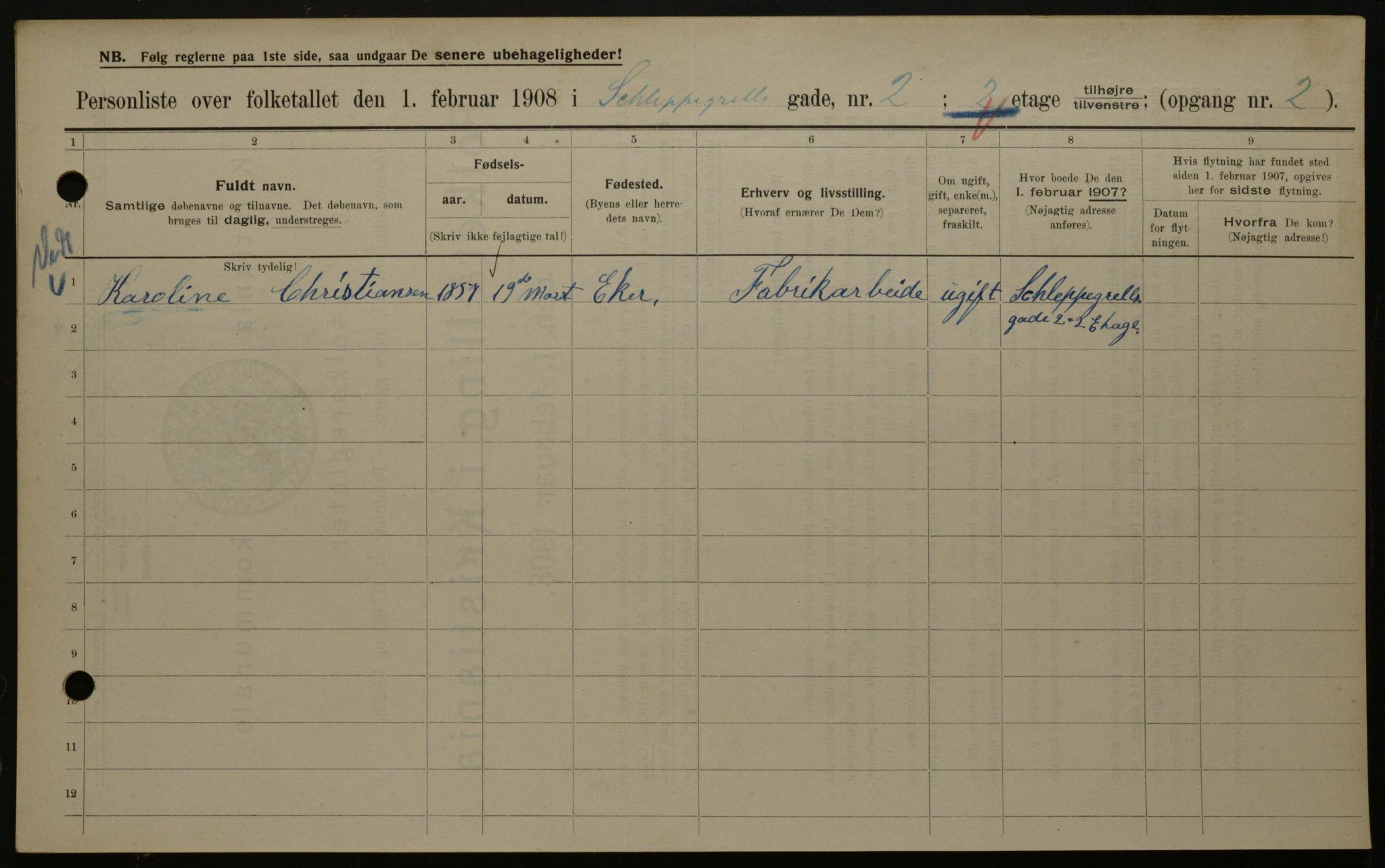 OBA, Municipal Census 1908 for Kristiania, 1908, p. 80744