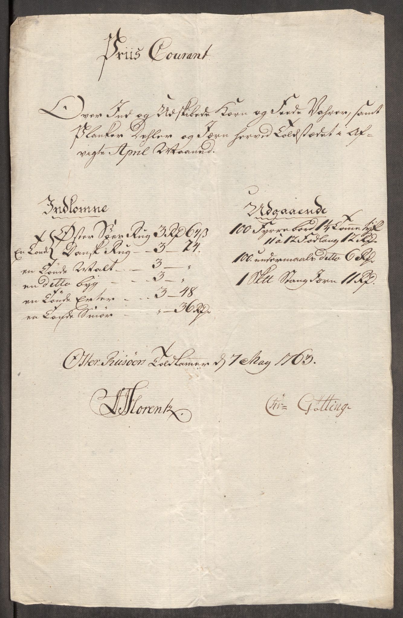 Rentekammeret inntil 1814, Realistisk ordnet avdeling, RA/EA-4070/Oe/L0007: [Ø1]: Priskuranter, 1761-1763, p. 717
