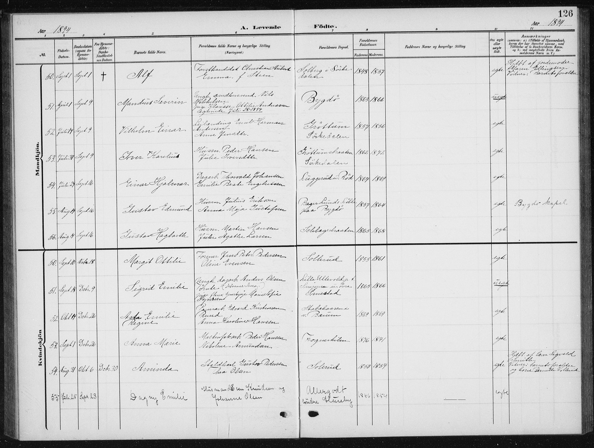 Vestre Aker prestekontor Kirkebøker, AV/SAO-A-10025/F/Fb/L0001: Parish register (official) no. II 1, 1880-1906, p. 126