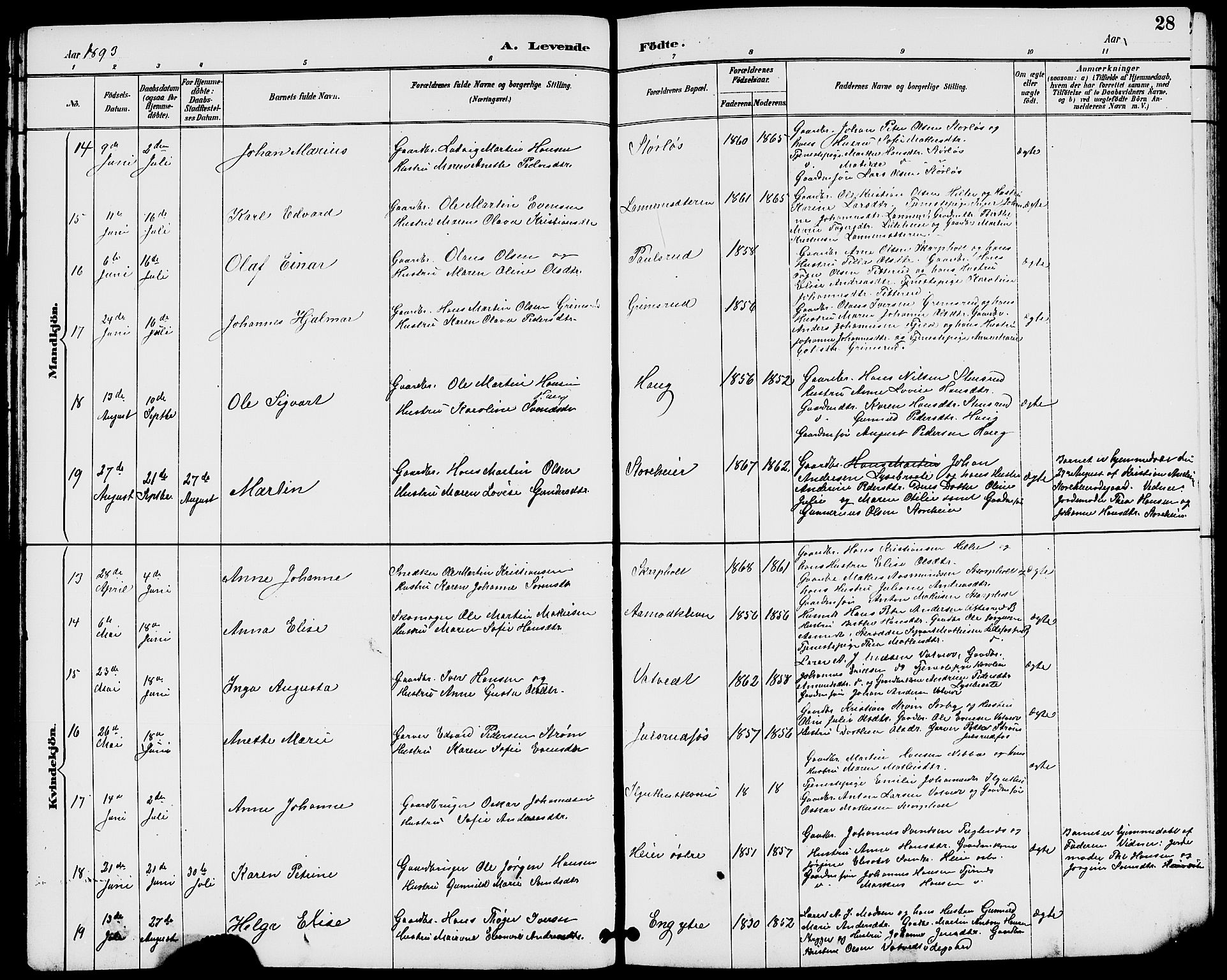 Rakkestad prestekontor Kirkebøker, AV/SAO-A-2008/G/Gb/L0001: Parish register (copy) no. II 1, 1887-1909, p. 28