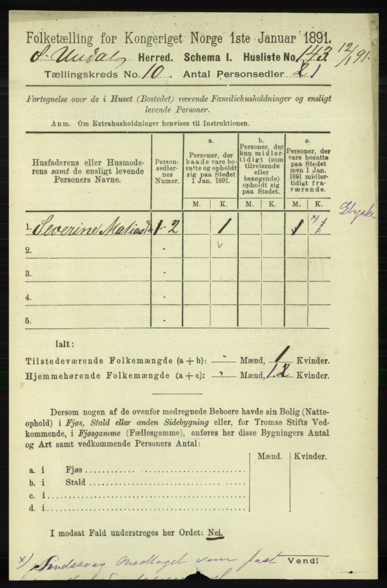 RA, 1891 census for 1029 Sør-Audnedal, 1891, p. 4427