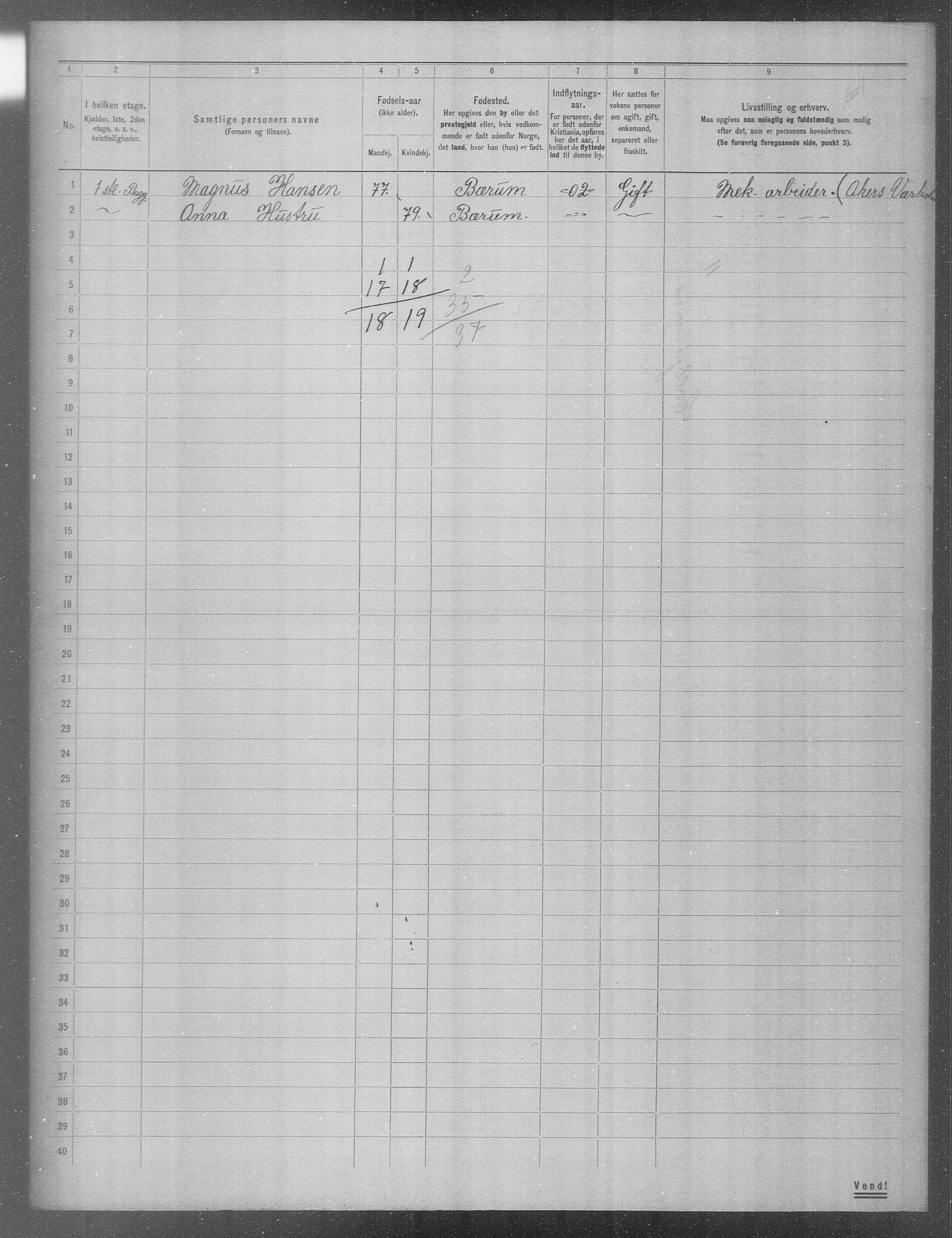 OBA, Municipal Census 1904 for Kristiania, 1904, p. 2661