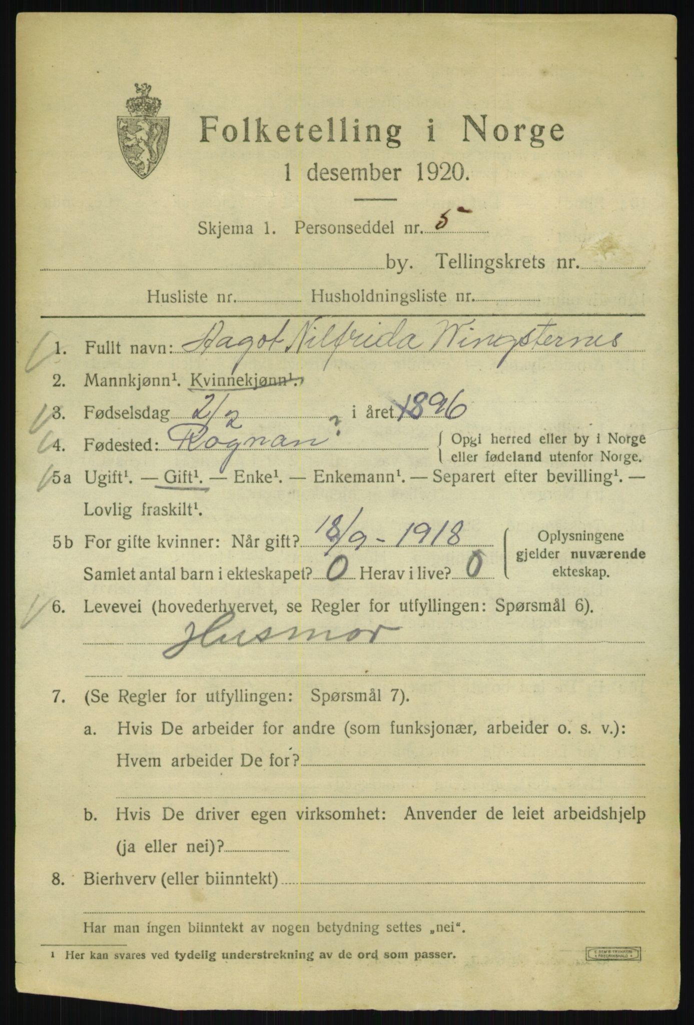 SAB, 1920 census for Bergen, 1920, p. 247411