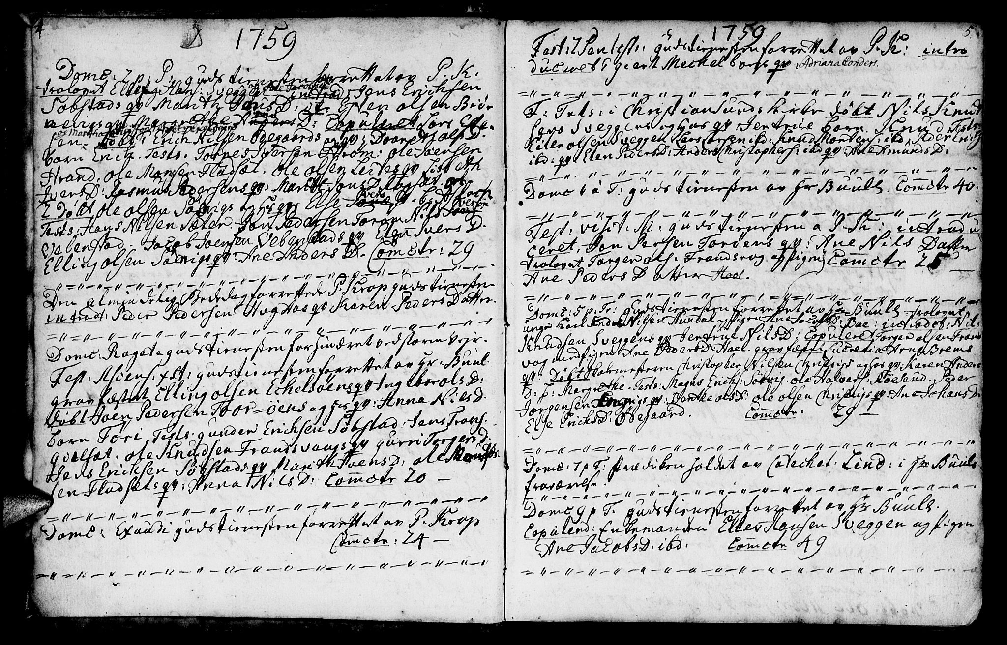 Ministerialprotokoller, klokkerbøker og fødselsregistre - Møre og Romsdal, AV/SAT-A-1454/569/L0816: Parish register (official) no. 569A02, 1759-1805, p. 4-5