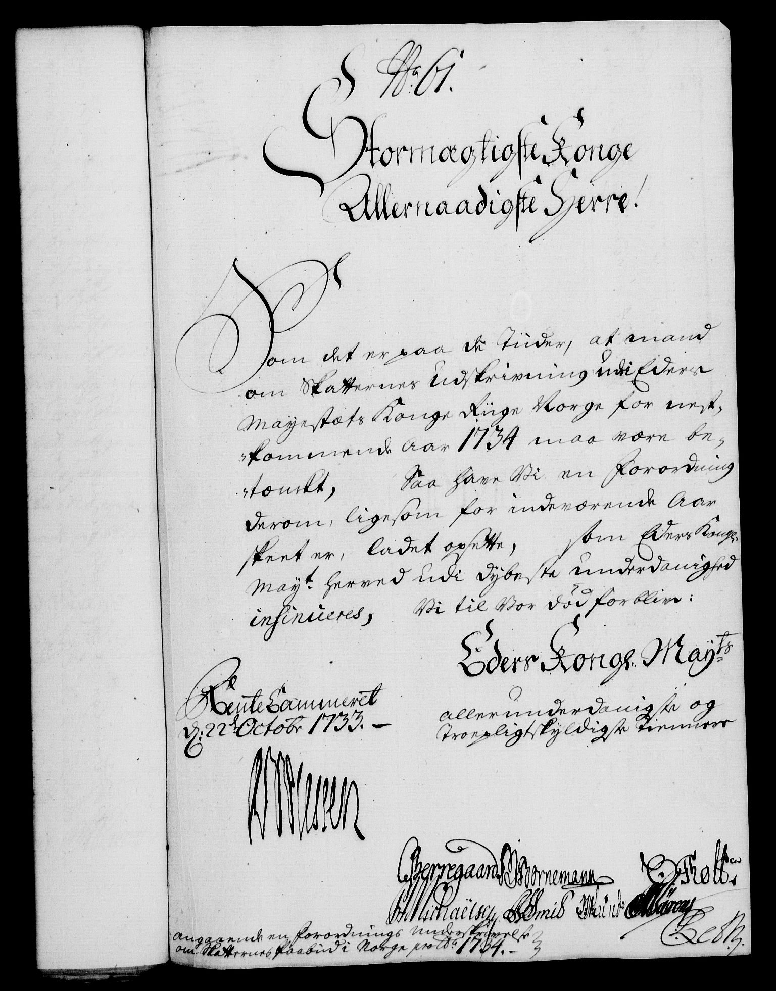 Rentekammeret, Kammerkanselliet, RA/EA-3111/G/Gf/Gfa/L0016: Norsk relasjons- og resolusjonsprotokoll (merket RK 52.16), 1733, p. 354