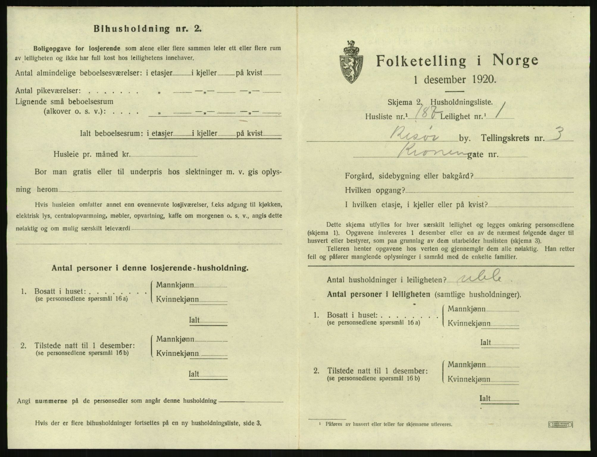 SAK, 1920 census for Risør, 1920, p. 3039