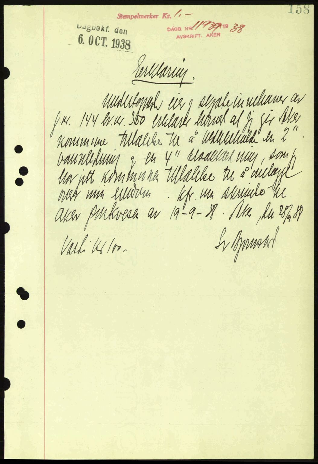 Aker herredsskriveri, SAO/A-10896/G/Gb/Gba/Gbab/L0025: Mortgage book no. A154-155, 1938-1938, Diary no: : 11939/1938