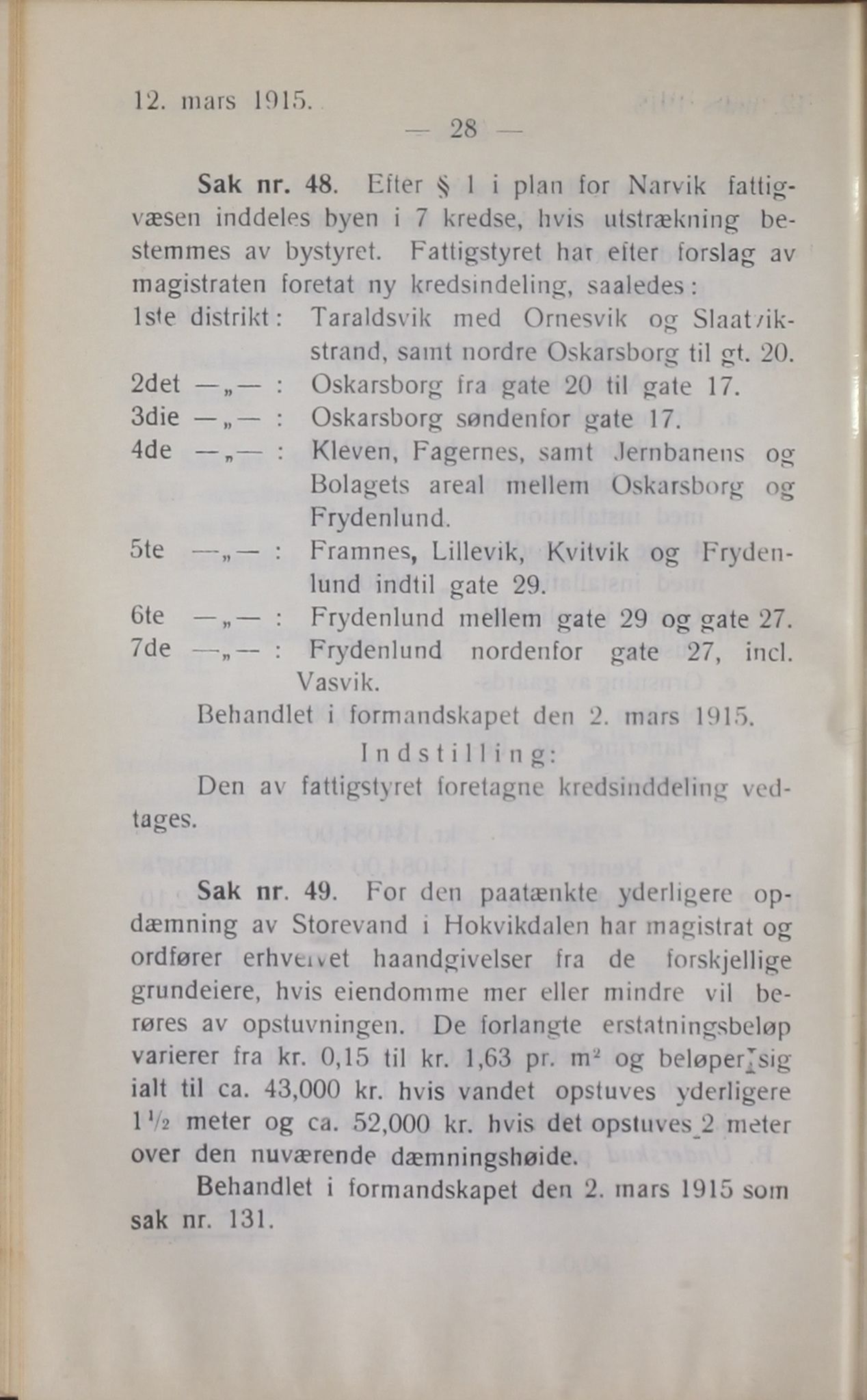 Narvik kommune. Formannskap , AIN/K-18050.150/A/Ab/L0005: Møtebok, 1915