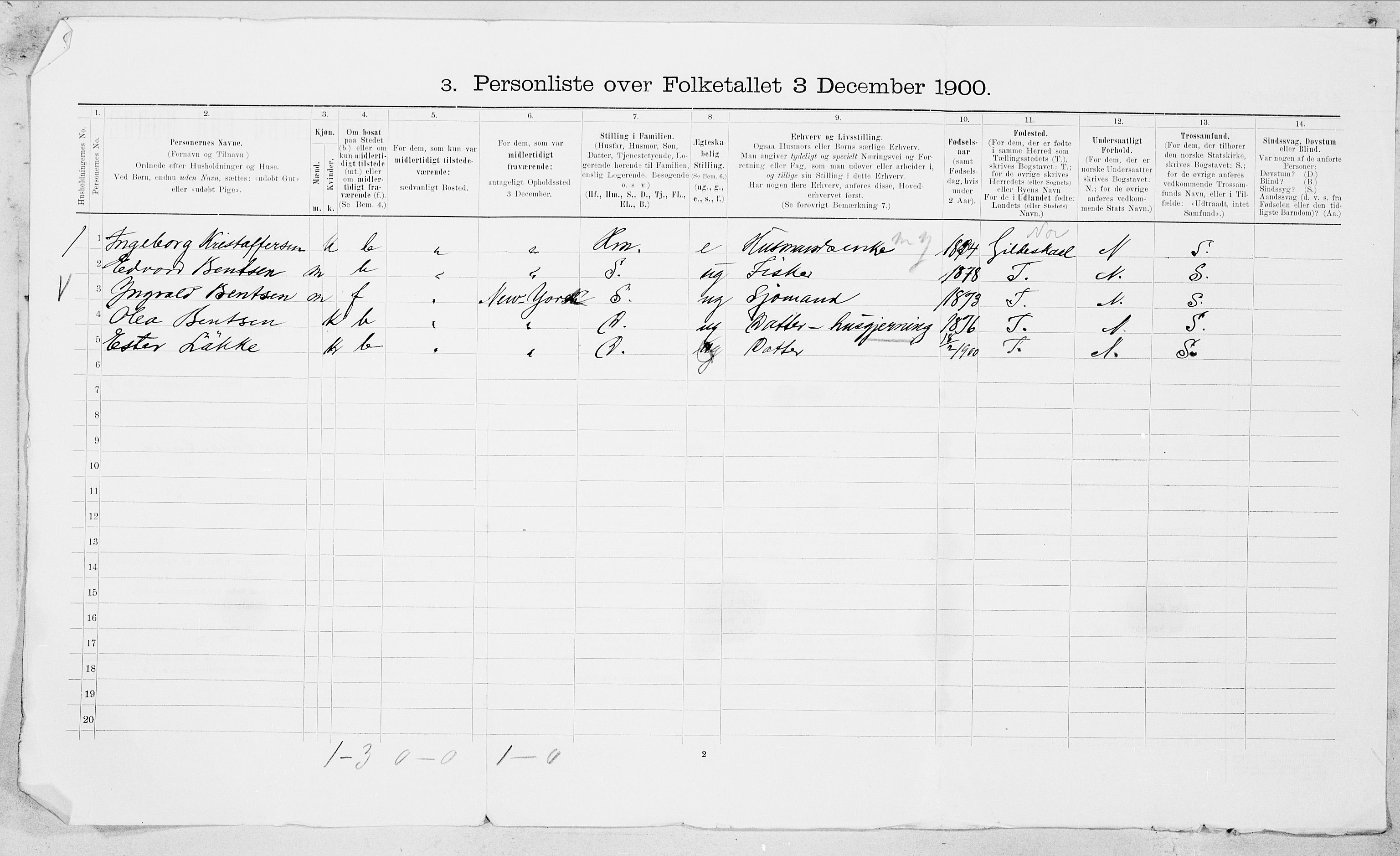 SAT, 1900 census for Bodin, 1900, p. 1430