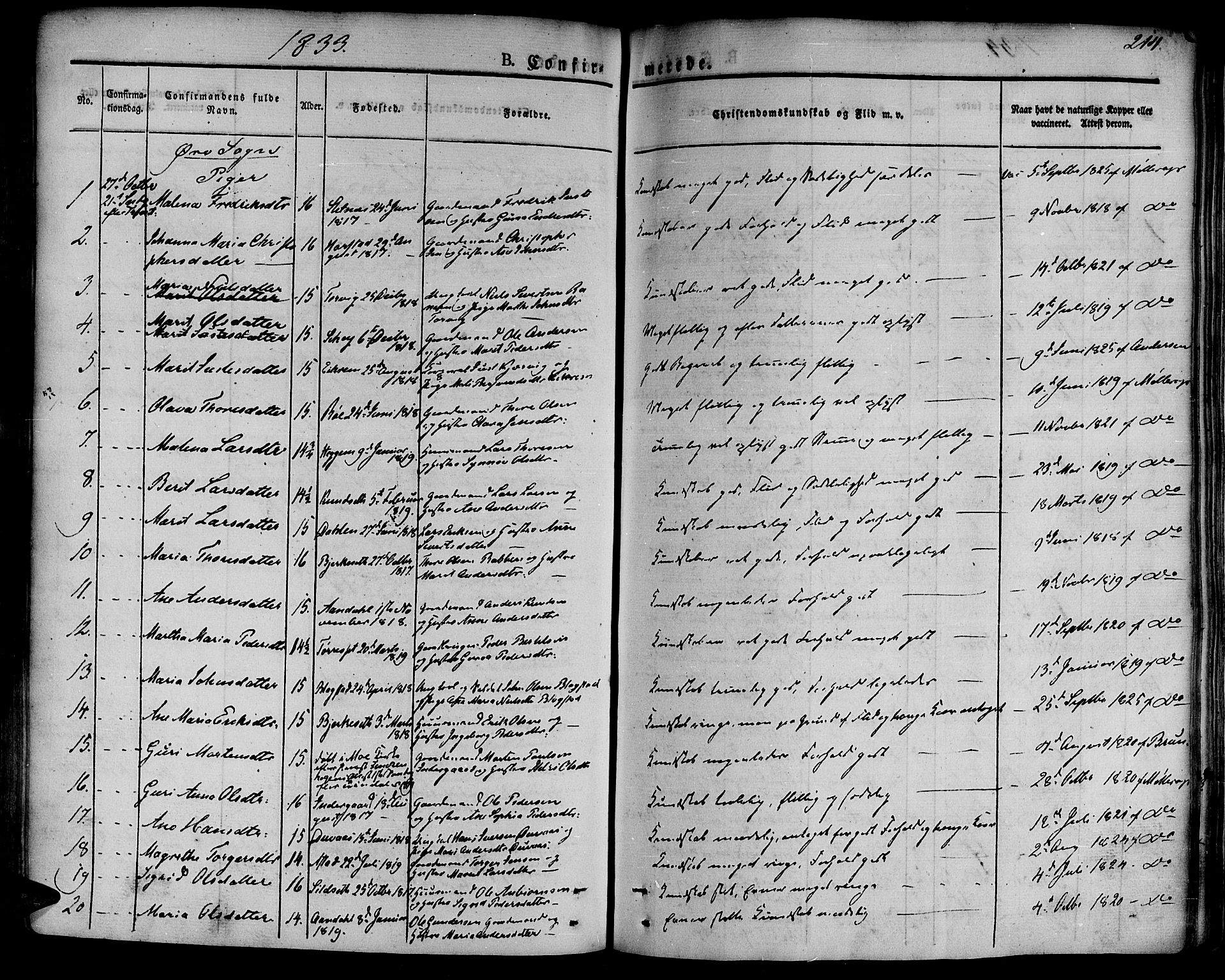 Ministerialprotokoller, klokkerbøker og fødselsregistre - Møre og Romsdal, AV/SAT-A-1454/586/L0983: Parish register (official) no. 586A09, 1829-1843, p. 214