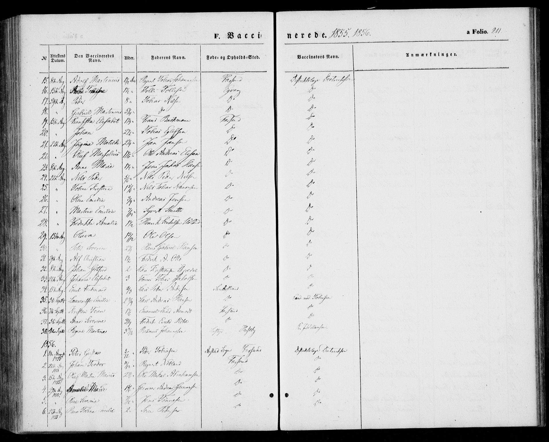 Farsund sokneprestkontor, AV/SAK-1111-0009/F/Fa/L0004: Parish register (official) no. A 4, 1847-1863, p. 211