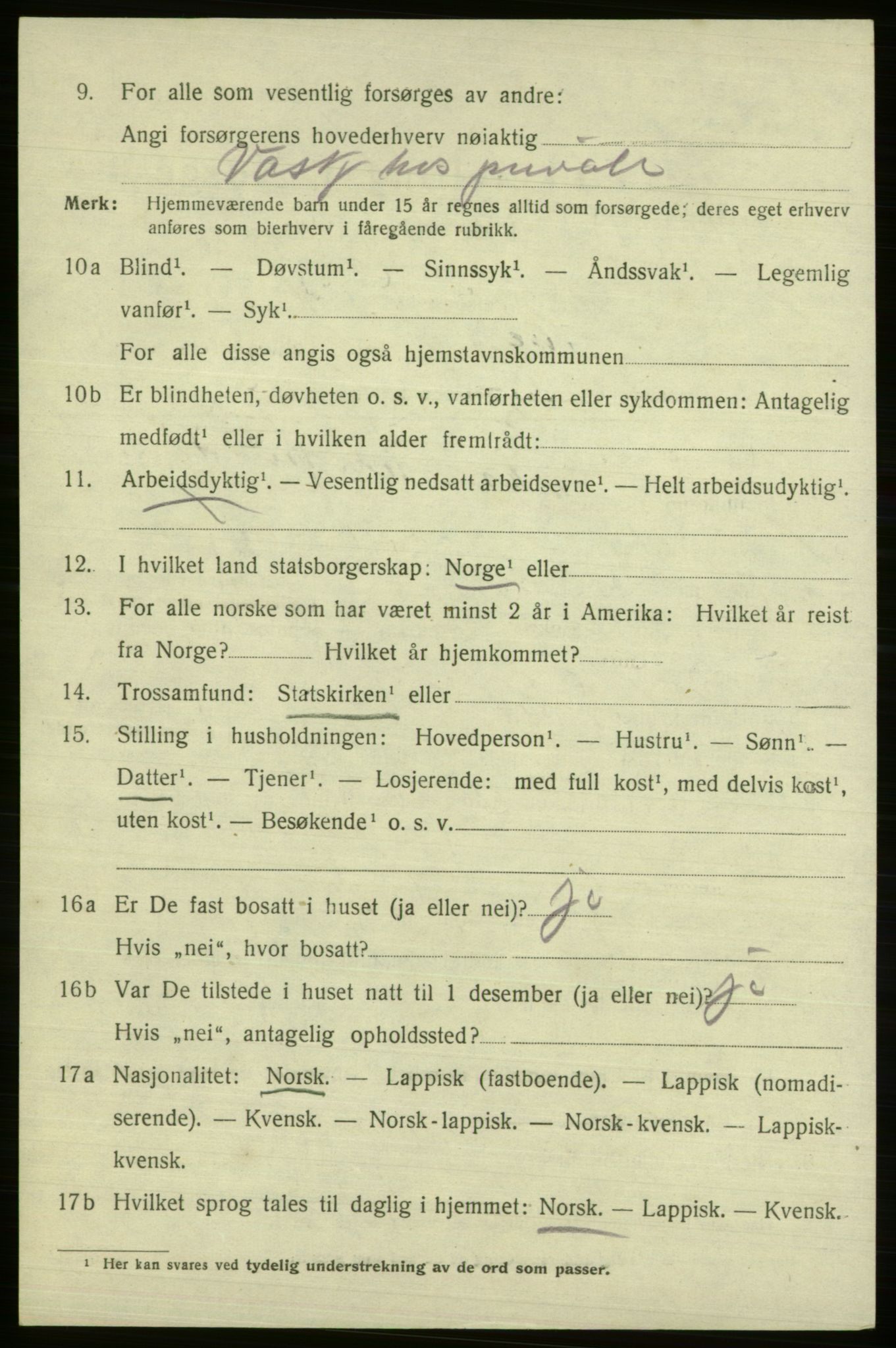 SATØ, 1920 census for Vardø, 1920, p. 4927