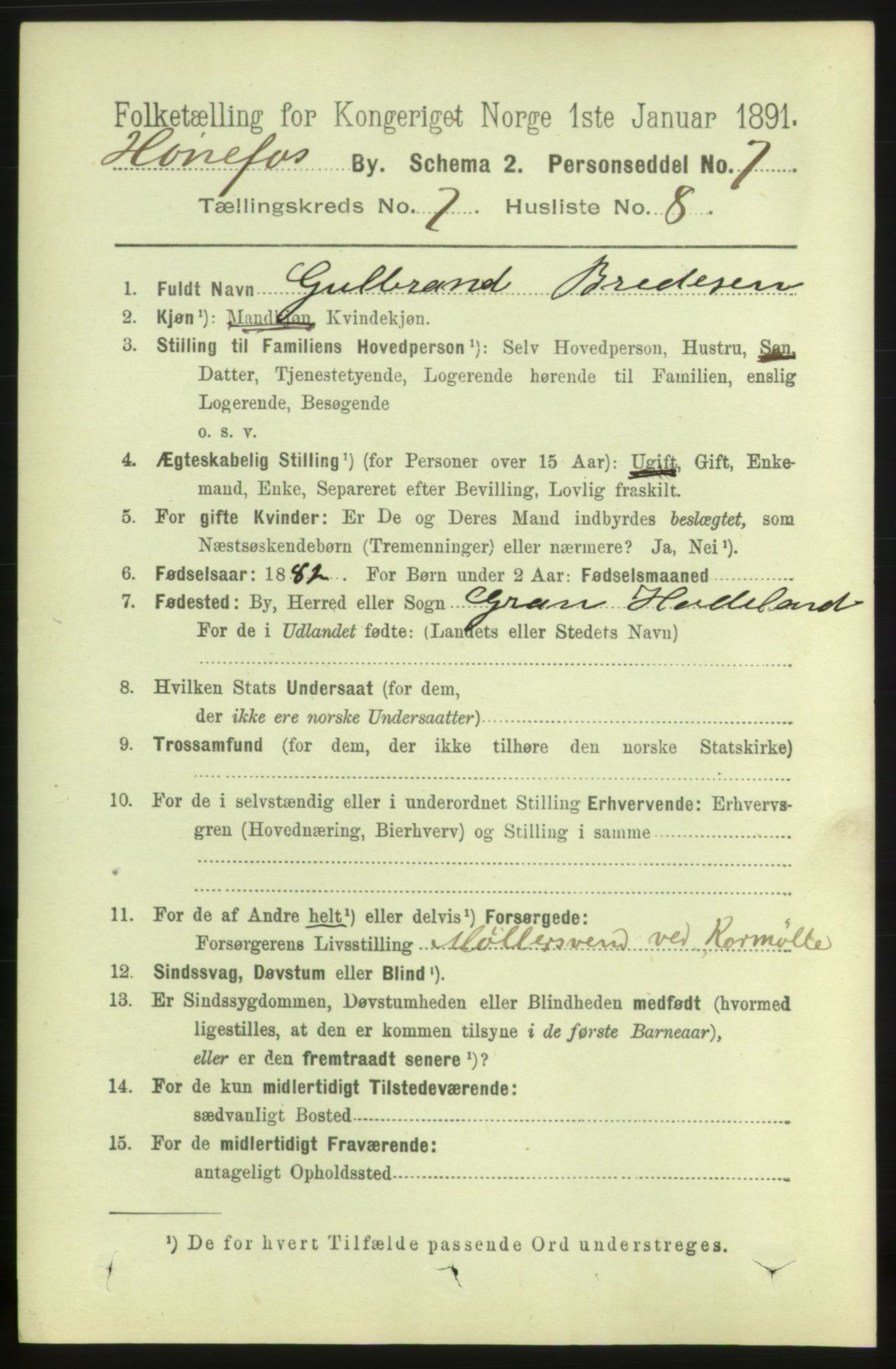 RA, 1891 census for 0601 Hønefoss, 1891, p. 1239