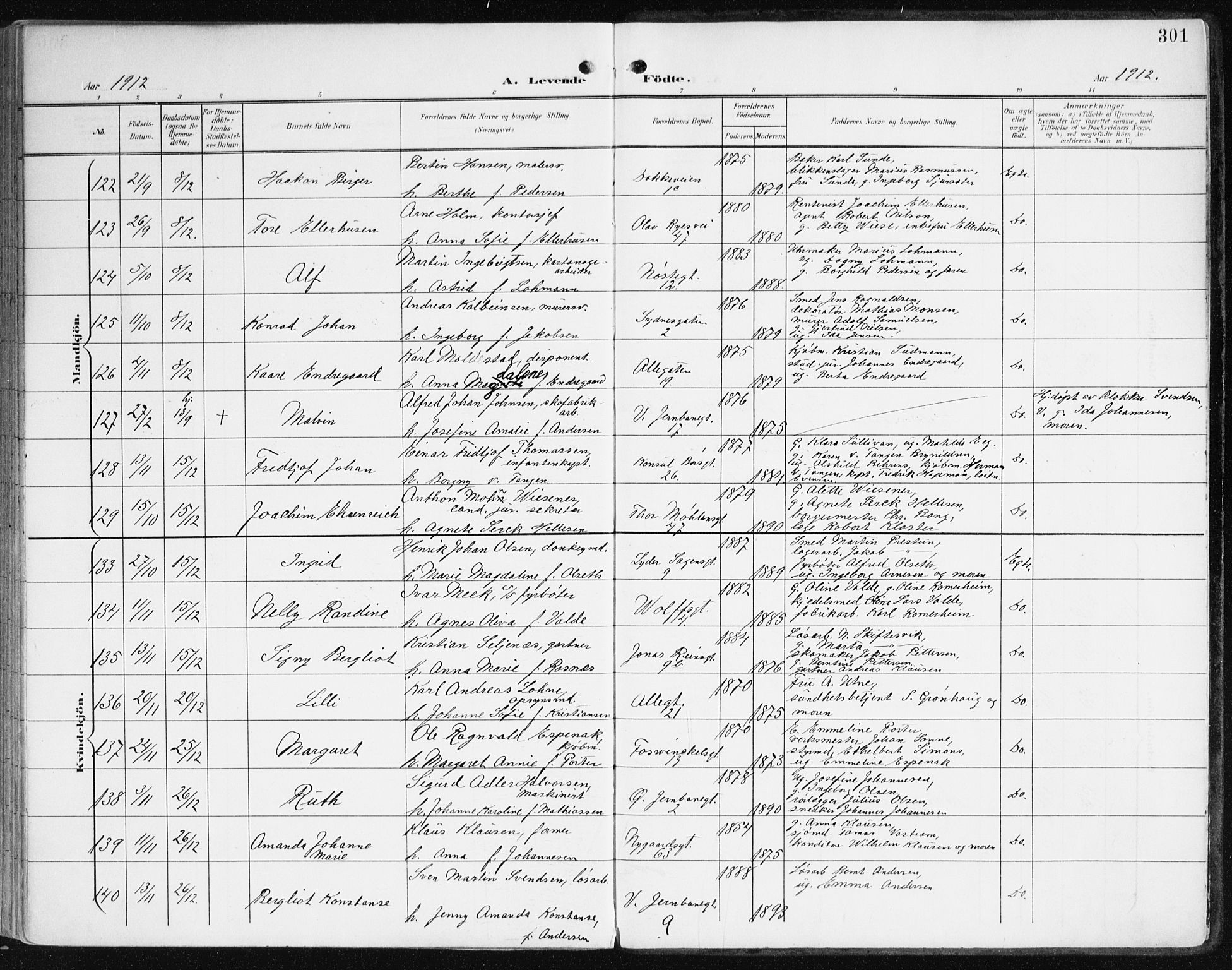 Johanneskirken sokneprestembete, AV/SAB-A-76001/H/Haa/L0002: Parish register (official) no. A 2, 1900-1912, p. 301