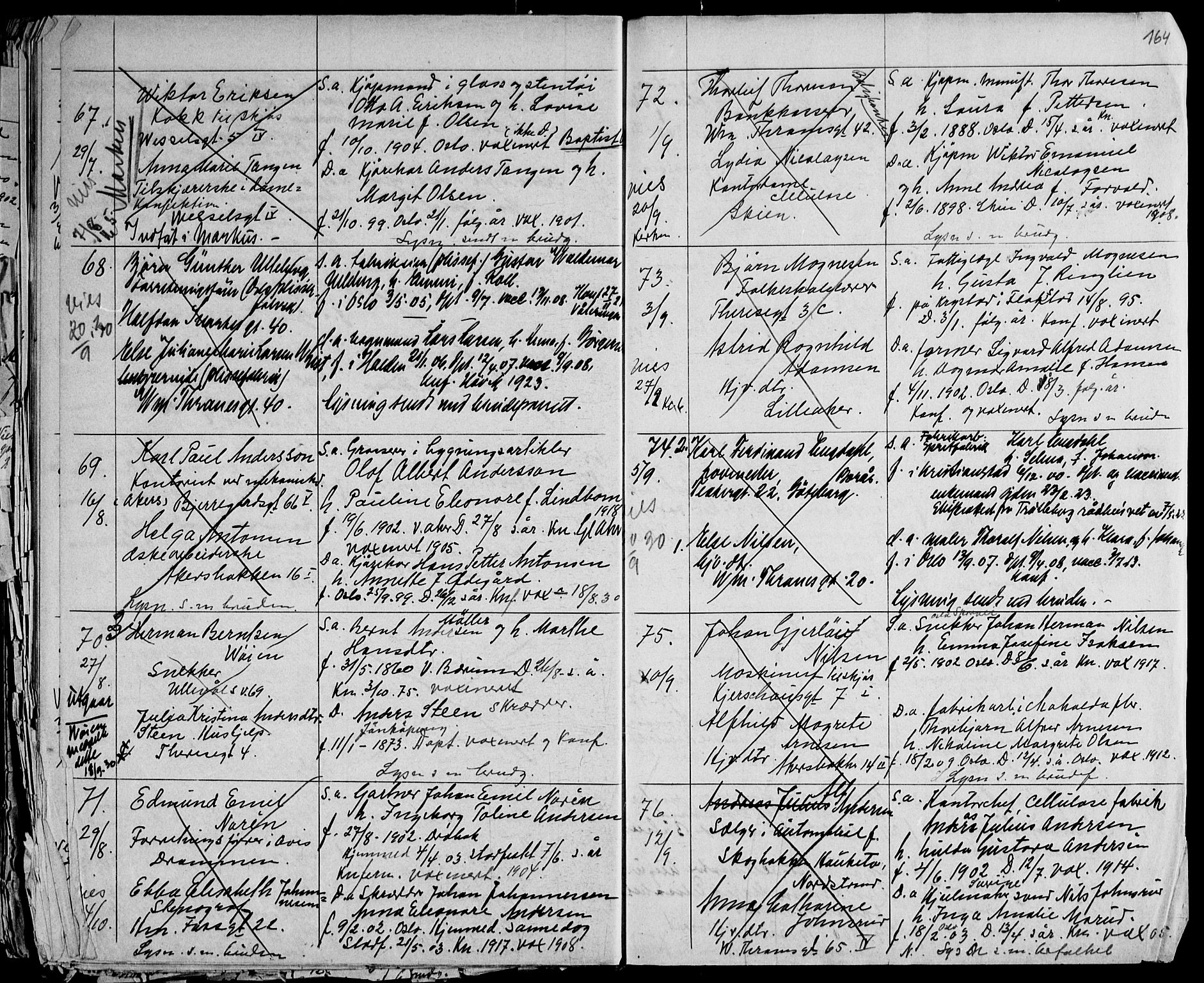 Gamle Aker prestekontor Kirkebøker, AV/SAO-A-10617a/H/L0005: Banns register no. 5, 1918-1930, p. 164