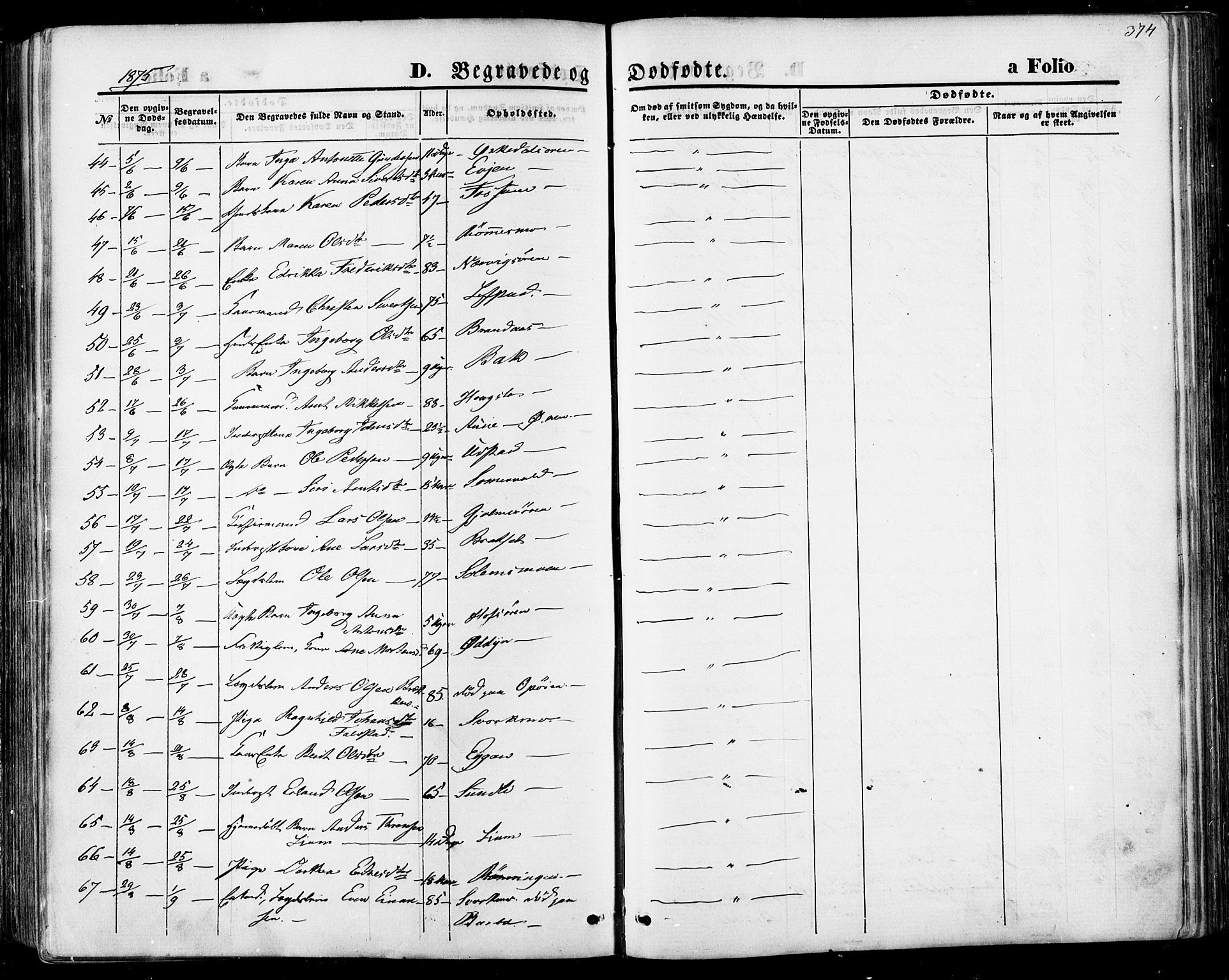 Ministerialprotokoller, klokkerbøker og fødselsregistre - Sør-Trøndelag, AV/SAT-A-1456/668/L0807: Parish register (official) no. 668A07, 1870-1880, p. 374