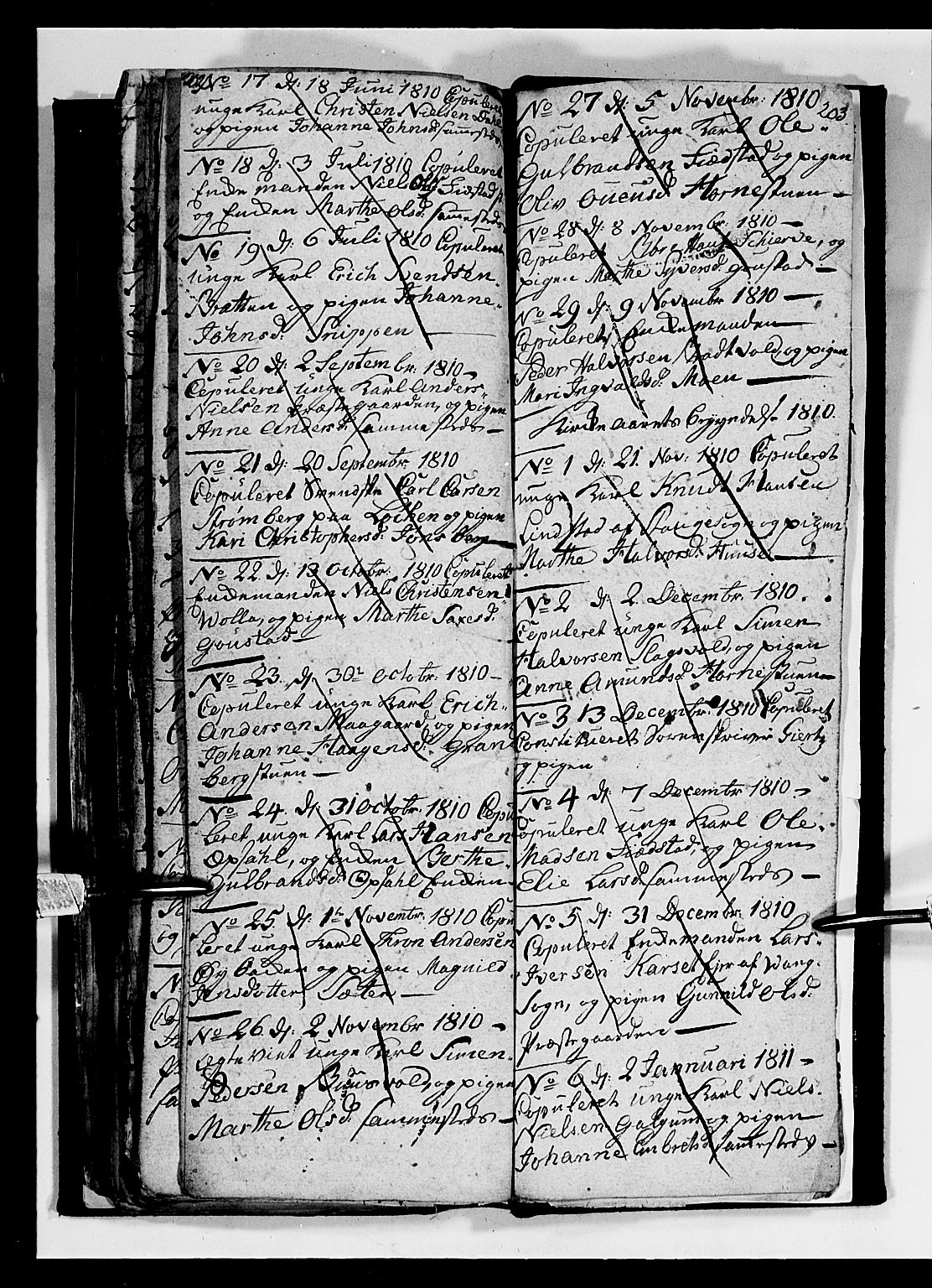 Romedal prestekontor, AV/SAH-PREST-004/L/L0004: Parish register (copy) no. 4, 1807-1814, p. 202-203