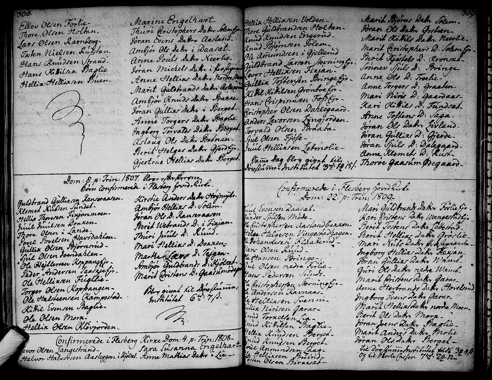 Flesberg kirkebøker, SAKO/A-18/F/Fa/L0004: Parish register (official) no. I 4, 1788-1815, p. 308-309