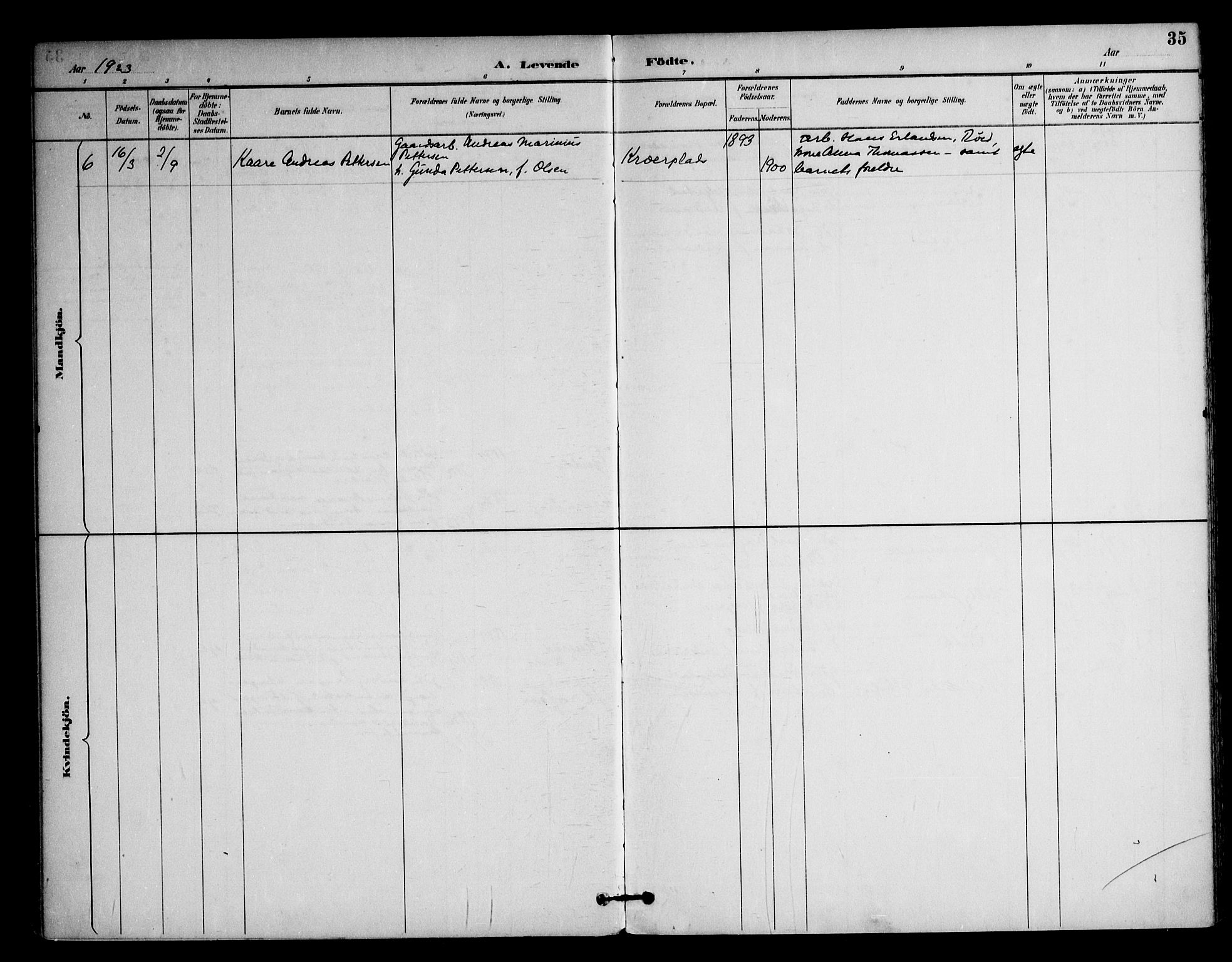 Ås prestekontor Kirkebøker, AV/SAO-A-10894/F/Fc/L0002: Parish register (official) no. III 2, 1892-1924, p. 35