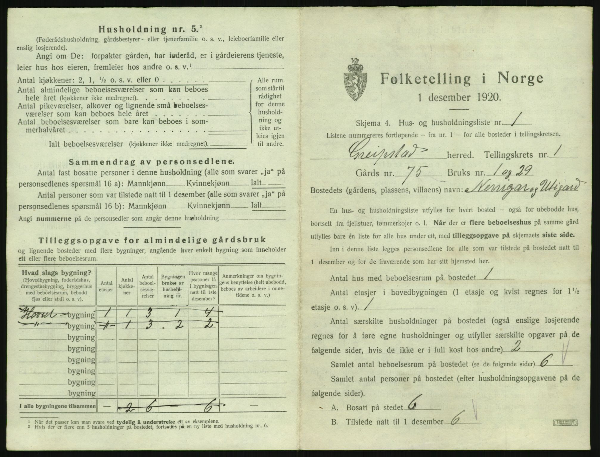 SAK, 1920 census for Greipstad, 1920, p. 40