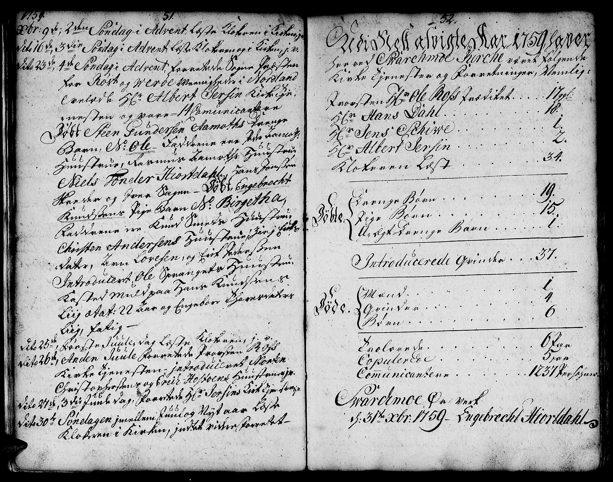 Ministerialprotokoller, klokkerbøker og fødselsregistre - Sør-Trøndelag, SAT/A-1456/671/L0840: Parish register (official) no. 671A02, 1756-1794, p. 51-52