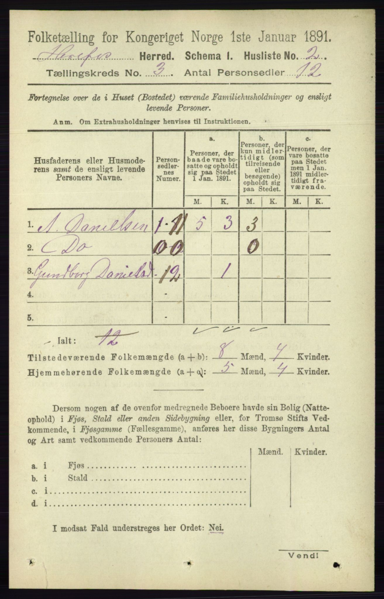 RA, 1891 census for 0933 Herefoss, 1891, p. 505