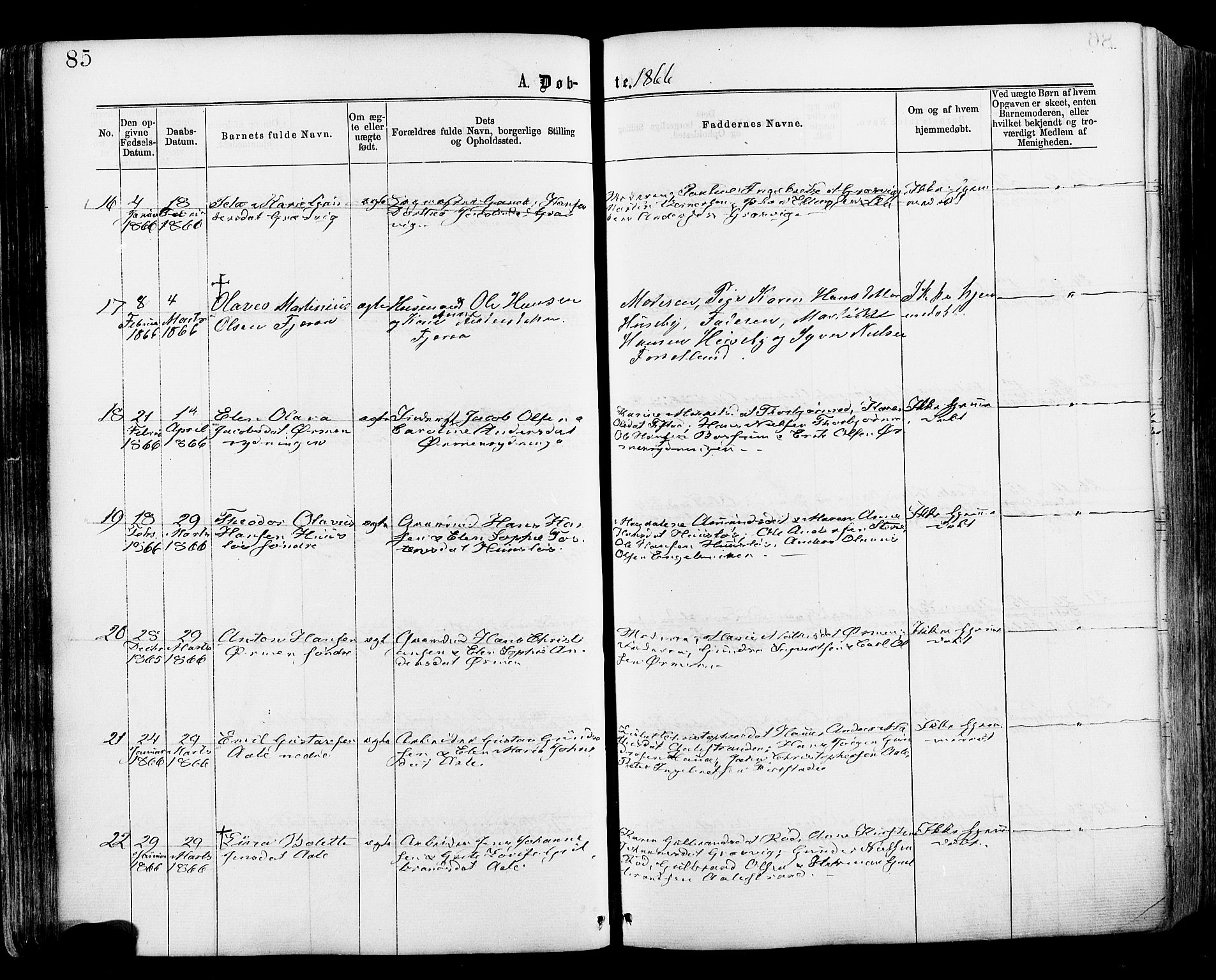 Onsøy prestekontor Kirkebøker, AV/SAO-A-10914/F/Fa/L0004: Parish register (official) no. I 4, 1861-1877, p. 85