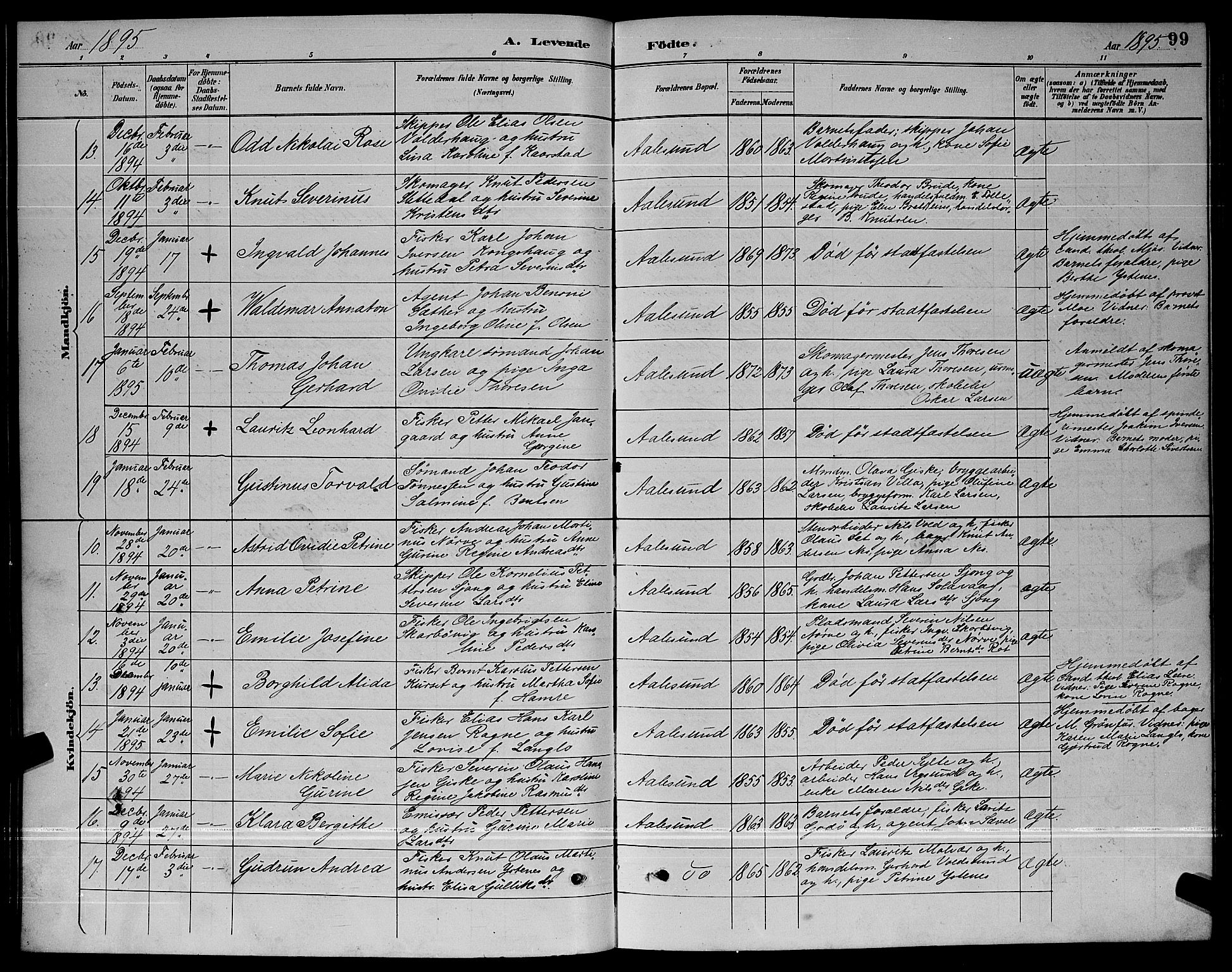 Ministerialprotokoller, klokkerbøker og fødselsregistre - Møre og Romsdal, AV/SAT-A-1454/529/L0467: Parish register (copy) no. 529C04, 1889-1897, p. 99