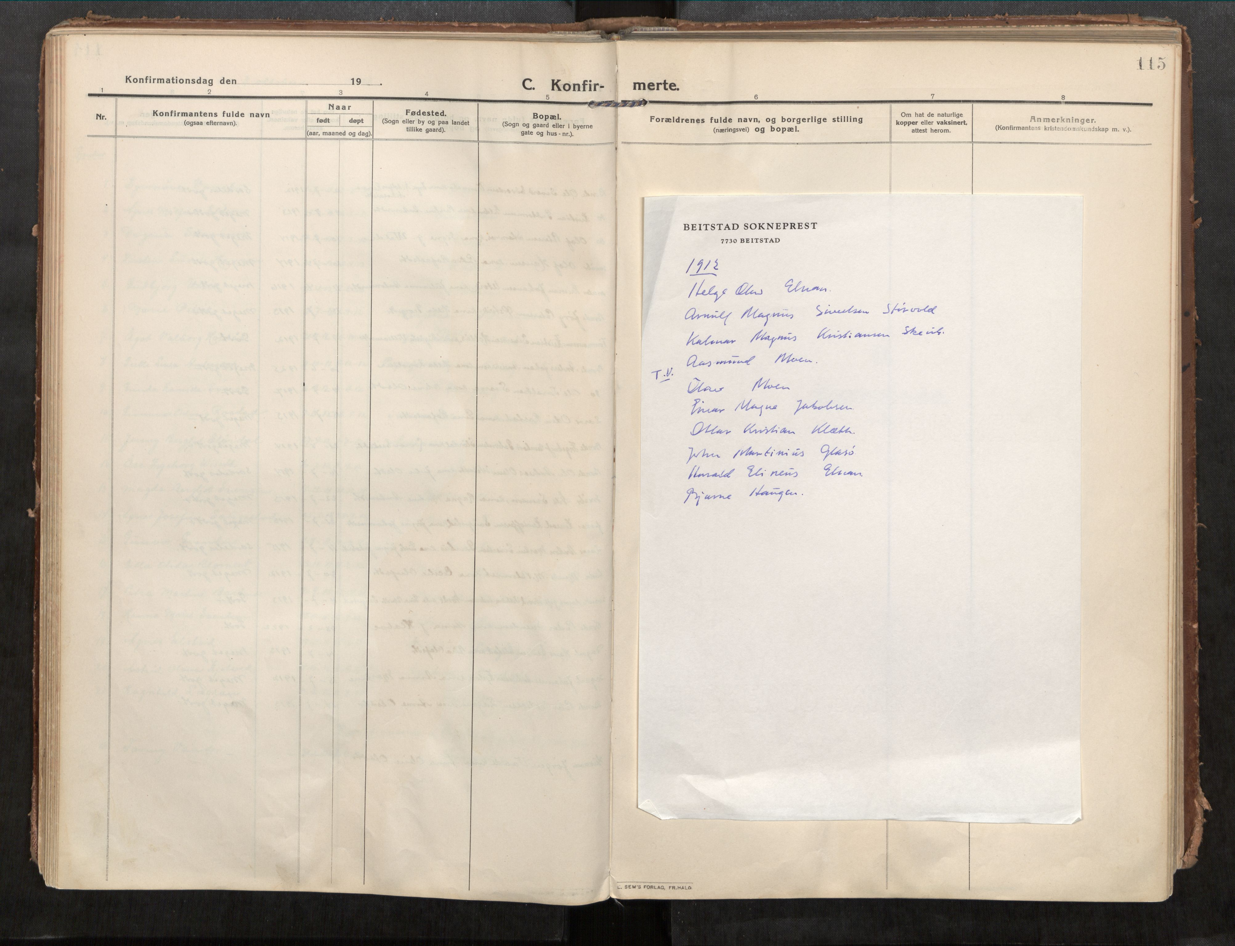 Beitstad sokneprestkontor, AV/SAT-A-1162/I/I1/I1a/L0001: Parish register (official) no. 1, 1912-1927