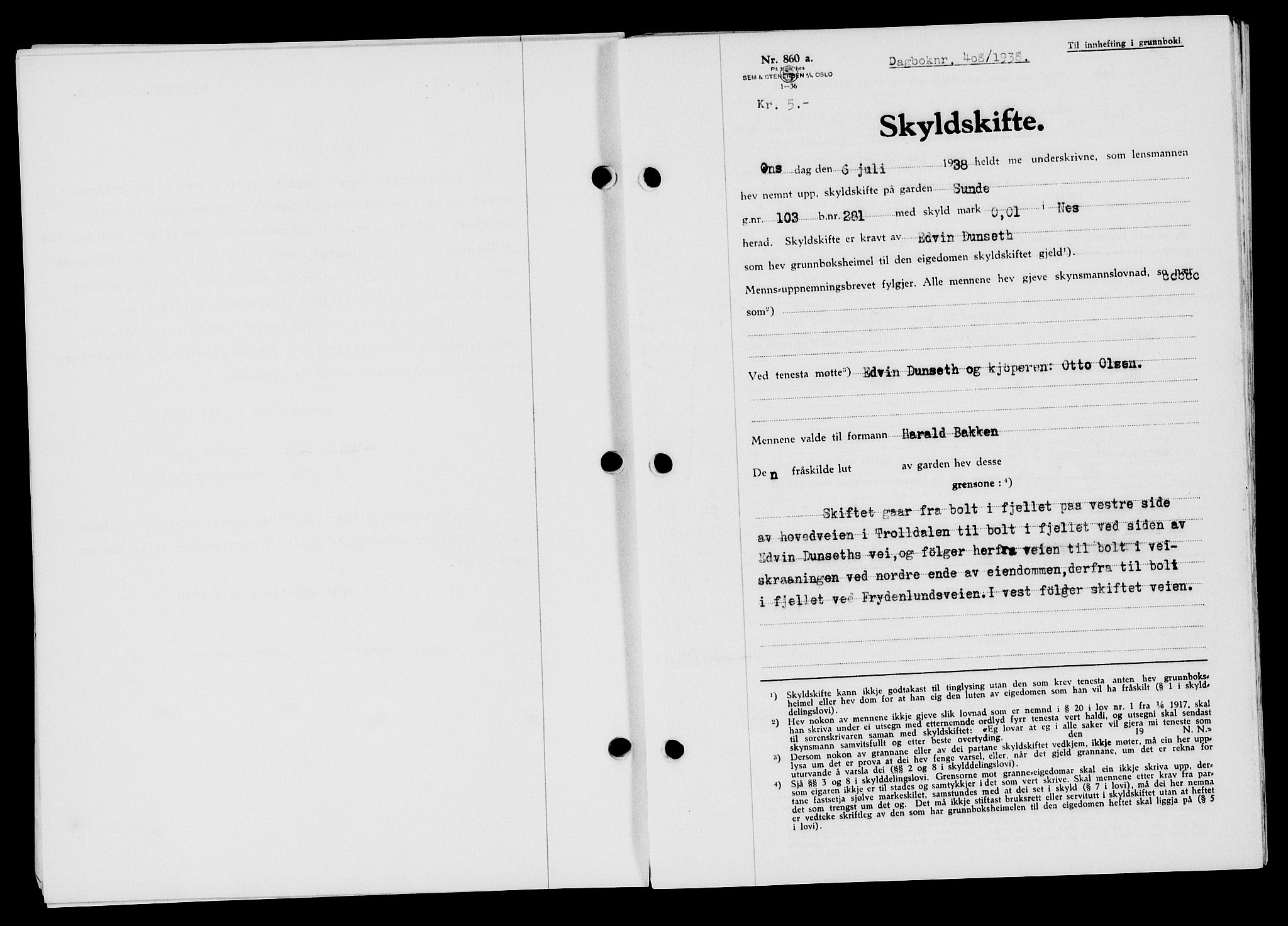 Flekkefjord sorenskriveri, SAK/1221-0001/G/Gb/Gba/L0054: Mortgage book no. A-2, 1937-1938, Diary no: : 408/1938