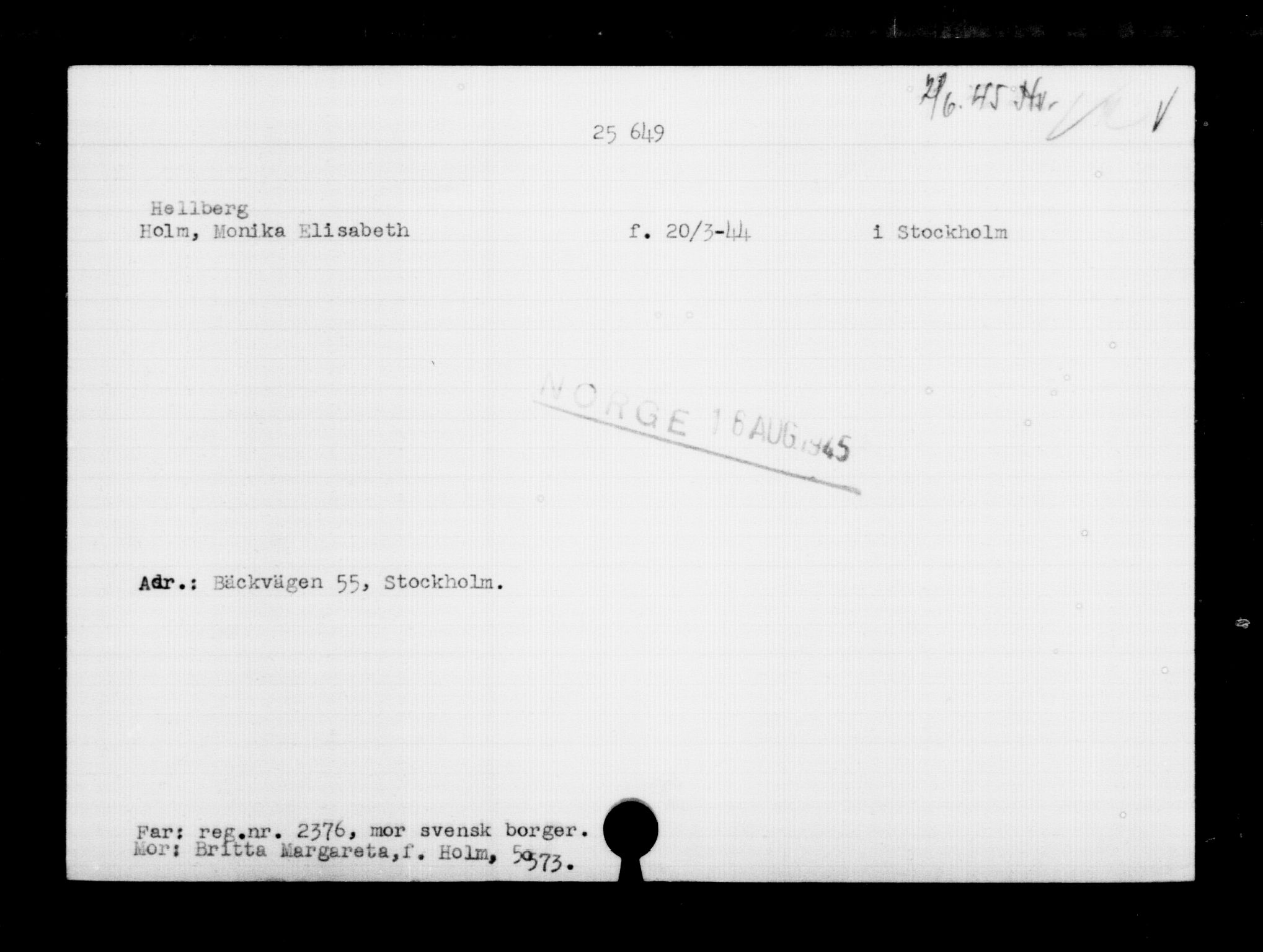 Den Kgl. Norske Legasjons Flyktningskontor, AV/RA-S-6753/V/Va/L0011: Kjesäterkartoteket.  Flyktningenr. 25300-28349, 1940-1945, p. 363