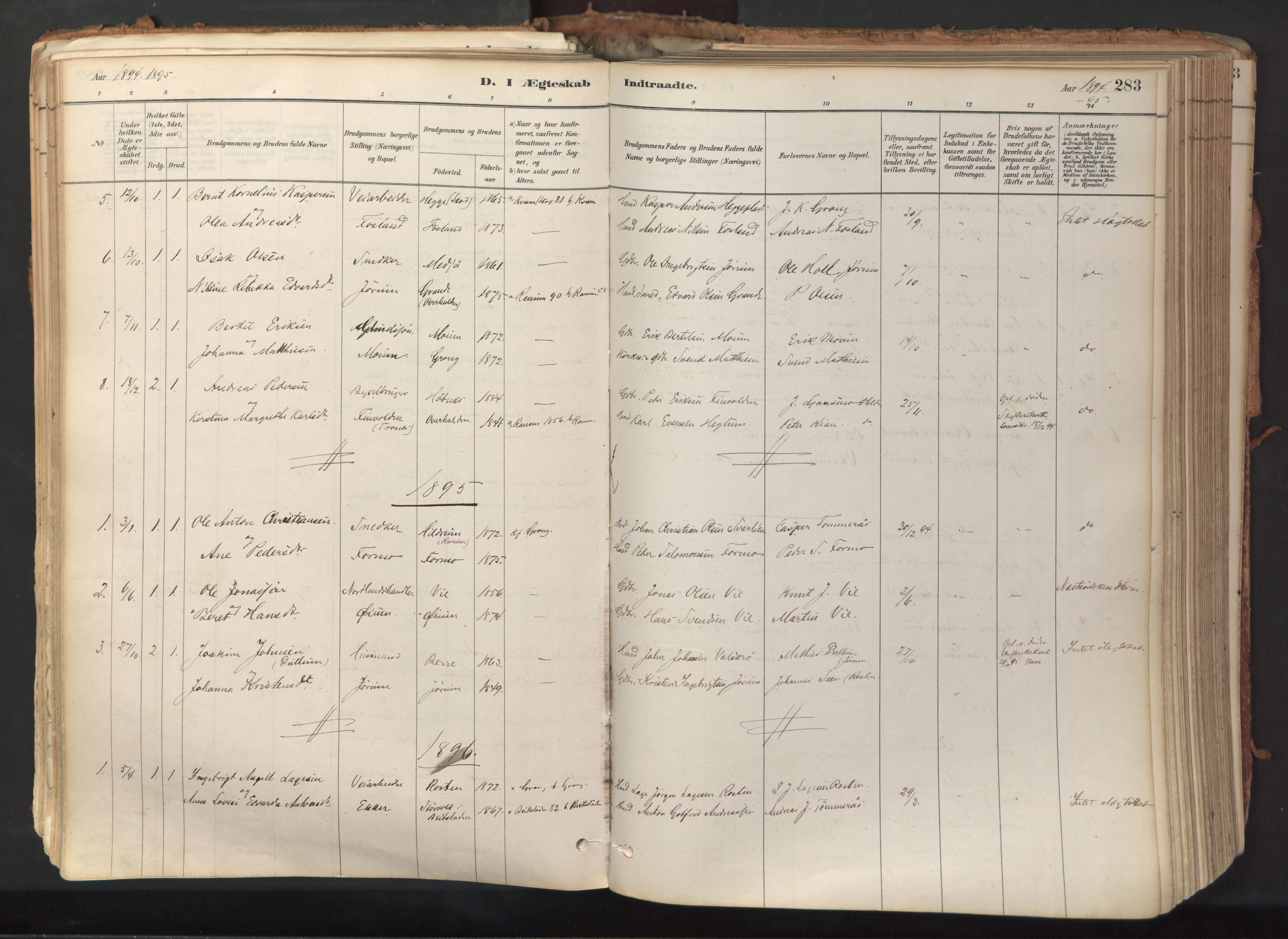 Ministerialprotokoller, klokkerbøker og fødselsregistre - Nord-Trøndelag, SAT/A-1458/758/L0519: Parish register (official) no. 758A04, 1880-1926, p. 283