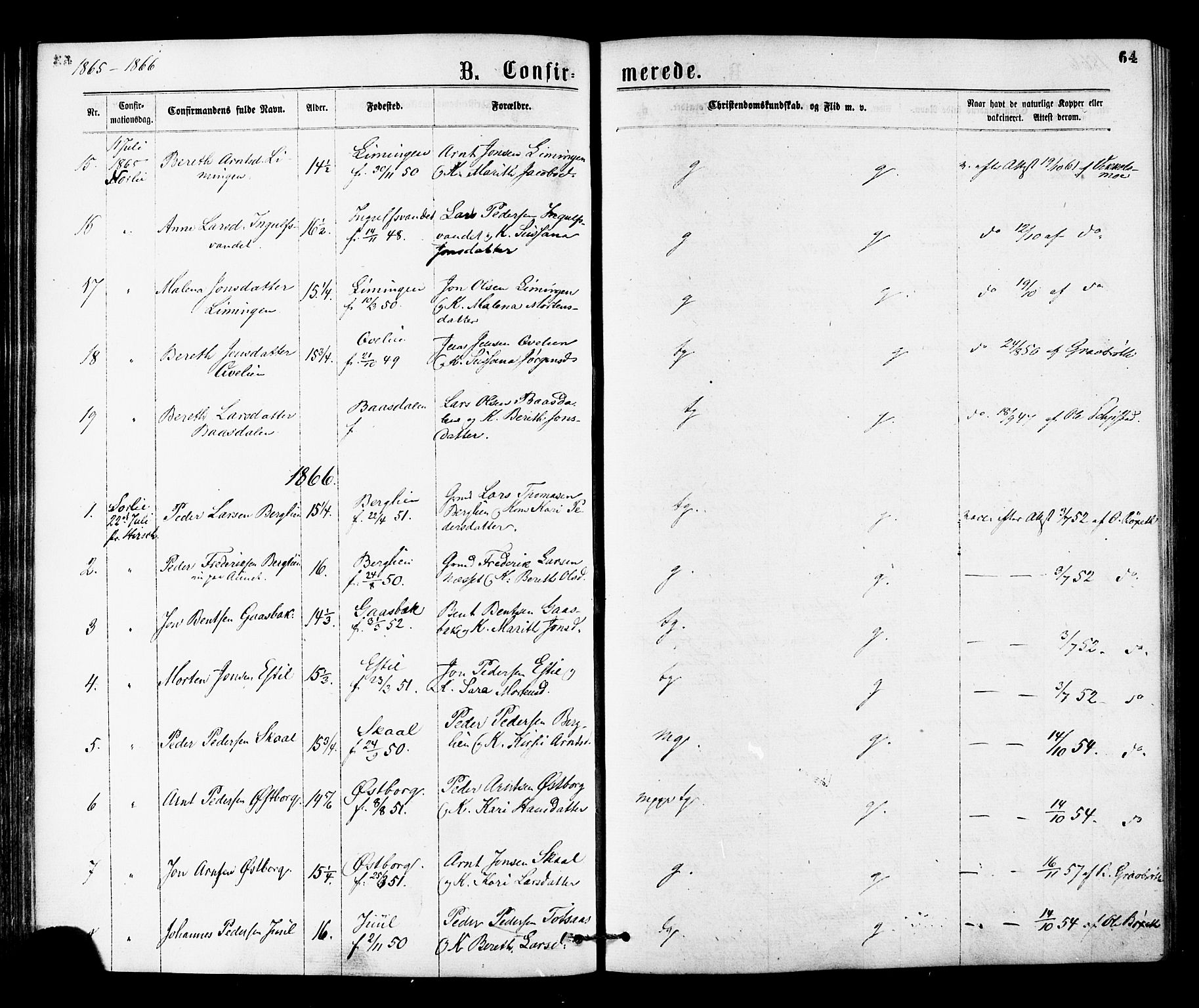 Ministerialprotokoller, klokkerbøker og fødselsregistre - Nord-Trøndelag, SAT/A-1458/755/L0493: Parish register (official) no. 755A02, 1865-1881, p. 64