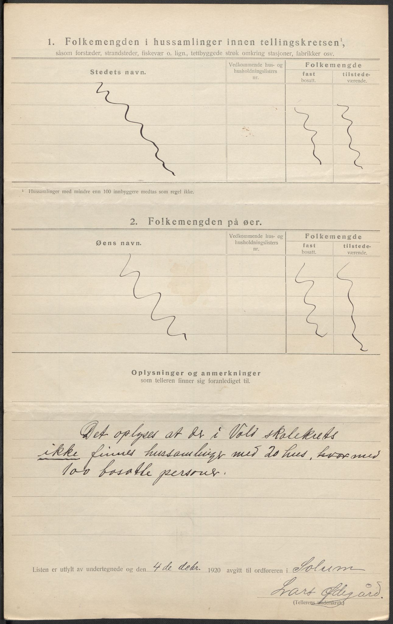 SAKO, 1920 census for Solum, 1920, p. 47