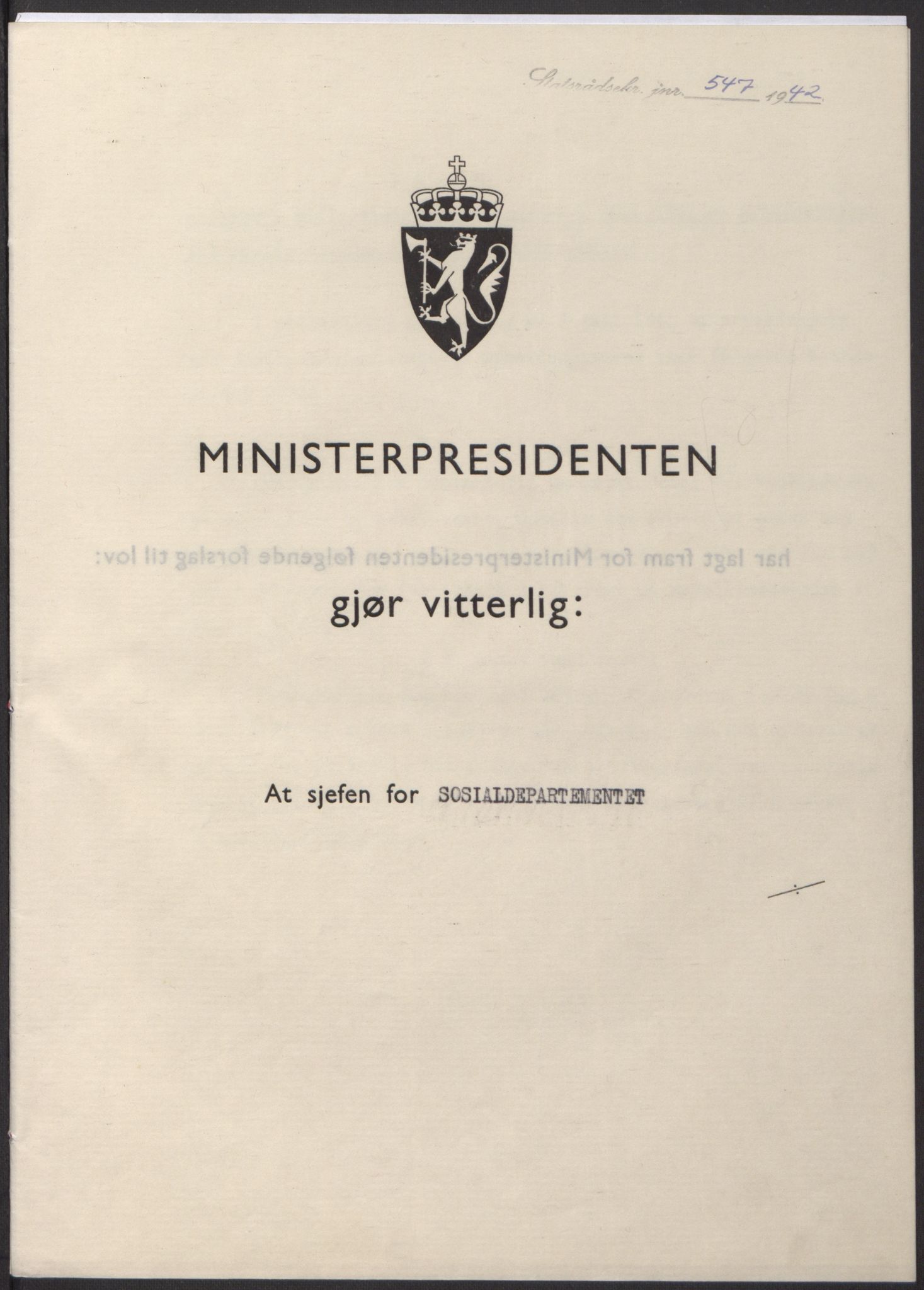 NS-administrasjonen 1940-1945 (Statsrådsekretariatet, de kommisariske statsråder mm), AV/RA-S-4279/D/Db/L0098: Lover II, 1942, p. 90