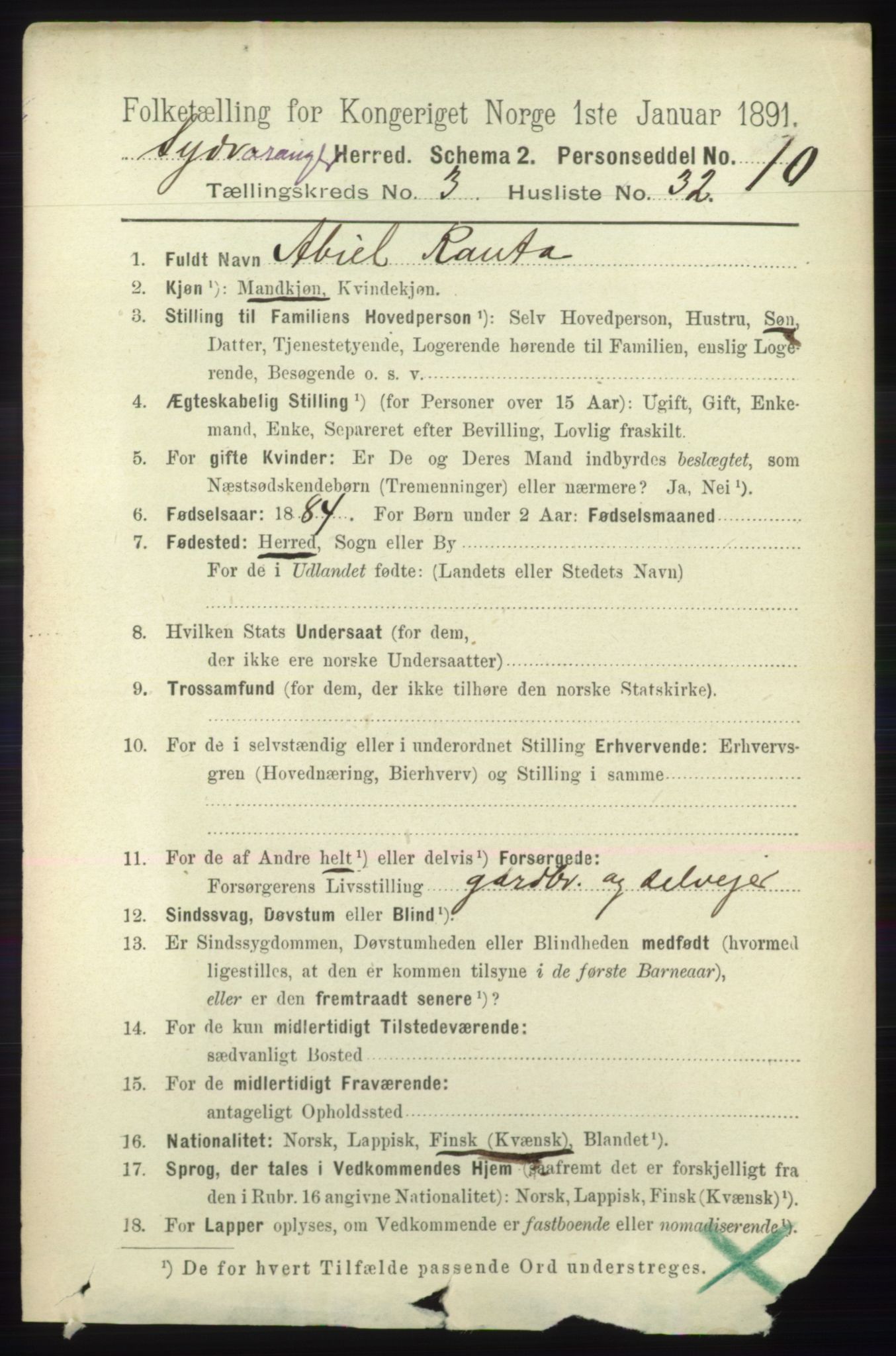 RA, 1891 census for 2030 Sør-Varanger, 1891, p. 1008