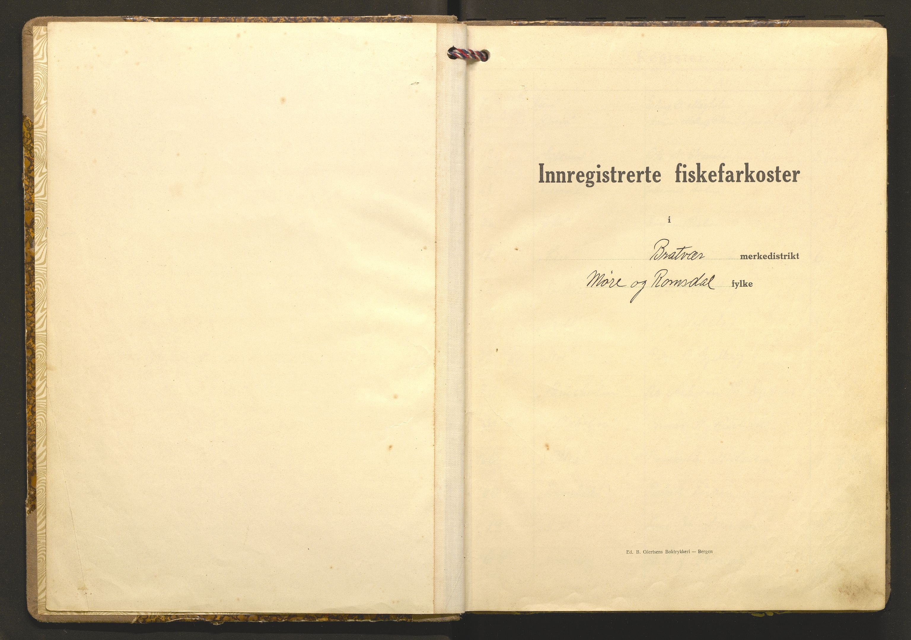 Fiskeridirektoratet - 1 Adm. ledelse - 13 Båtkontoret, AV/SAB-A-2003/I/Ia/Iaf/L0016: 135.0606/2 Merkeprotokoll - Brattvær, 1937-1951